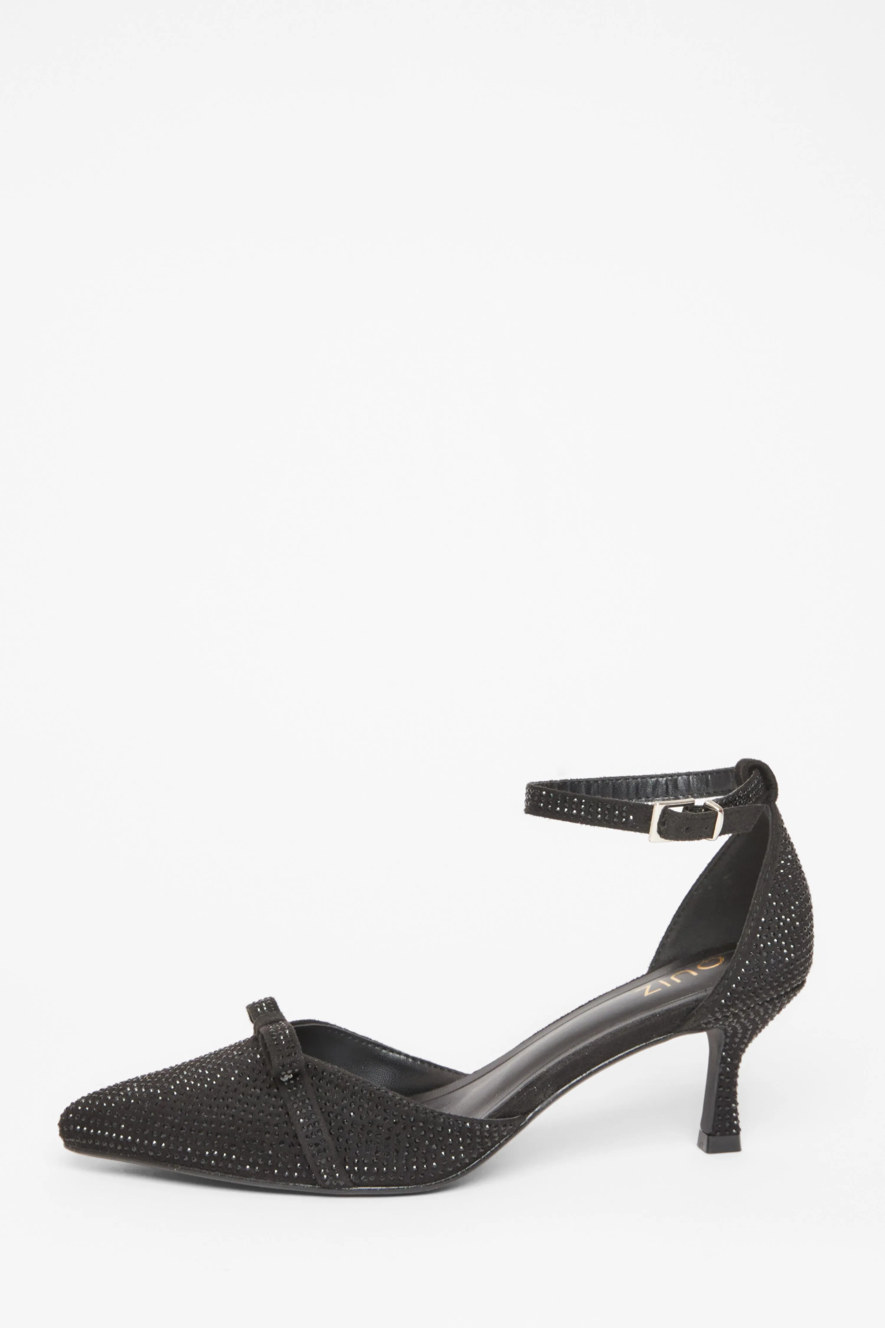 Black Diamante Low Court Heels 3 Black Diamante Low Court Heels