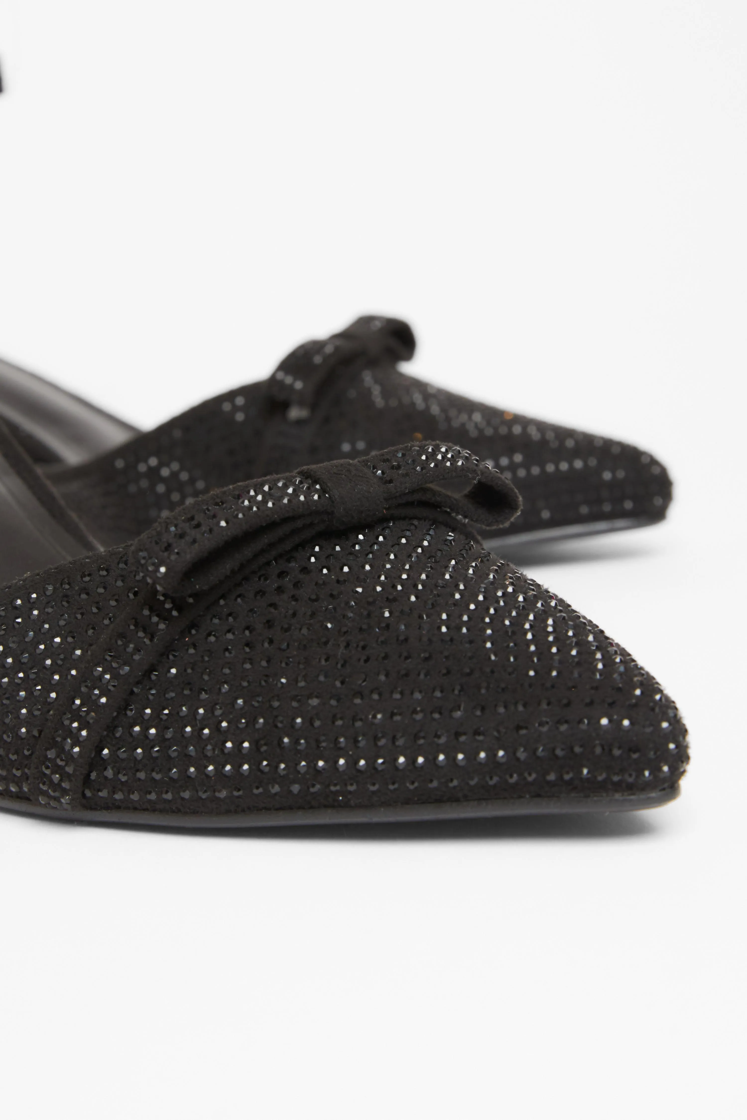 Black Diamante Low Court Heels 4 Black Diamante Low Court Heels
