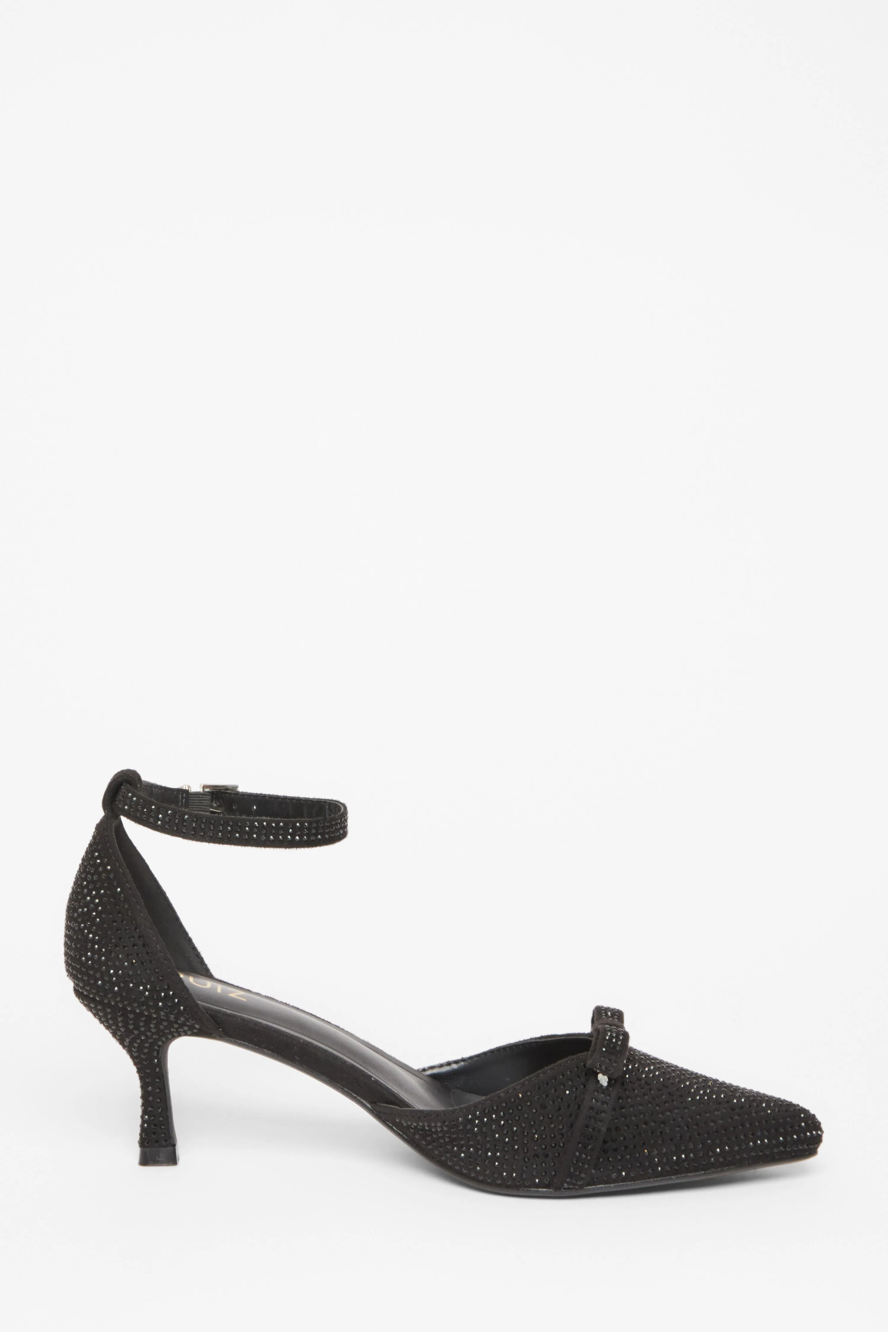 Black Diamante Low Court Heels 5 Black Diamante Low Court Heels