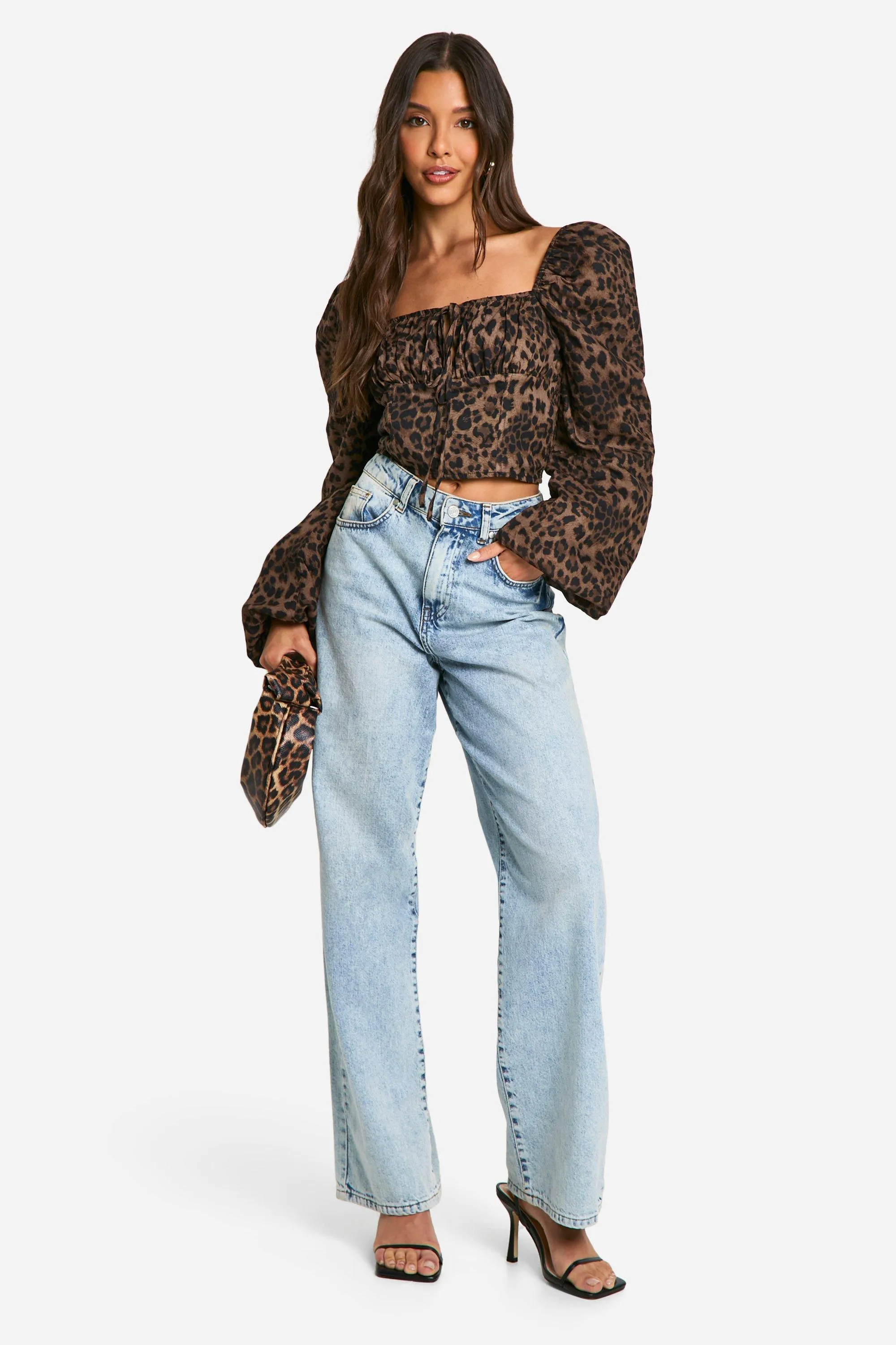 Leopard Print Puff Sleeve Milkmaid Top 3 Leopard Print Puff Sleeve Milkmaid Top
