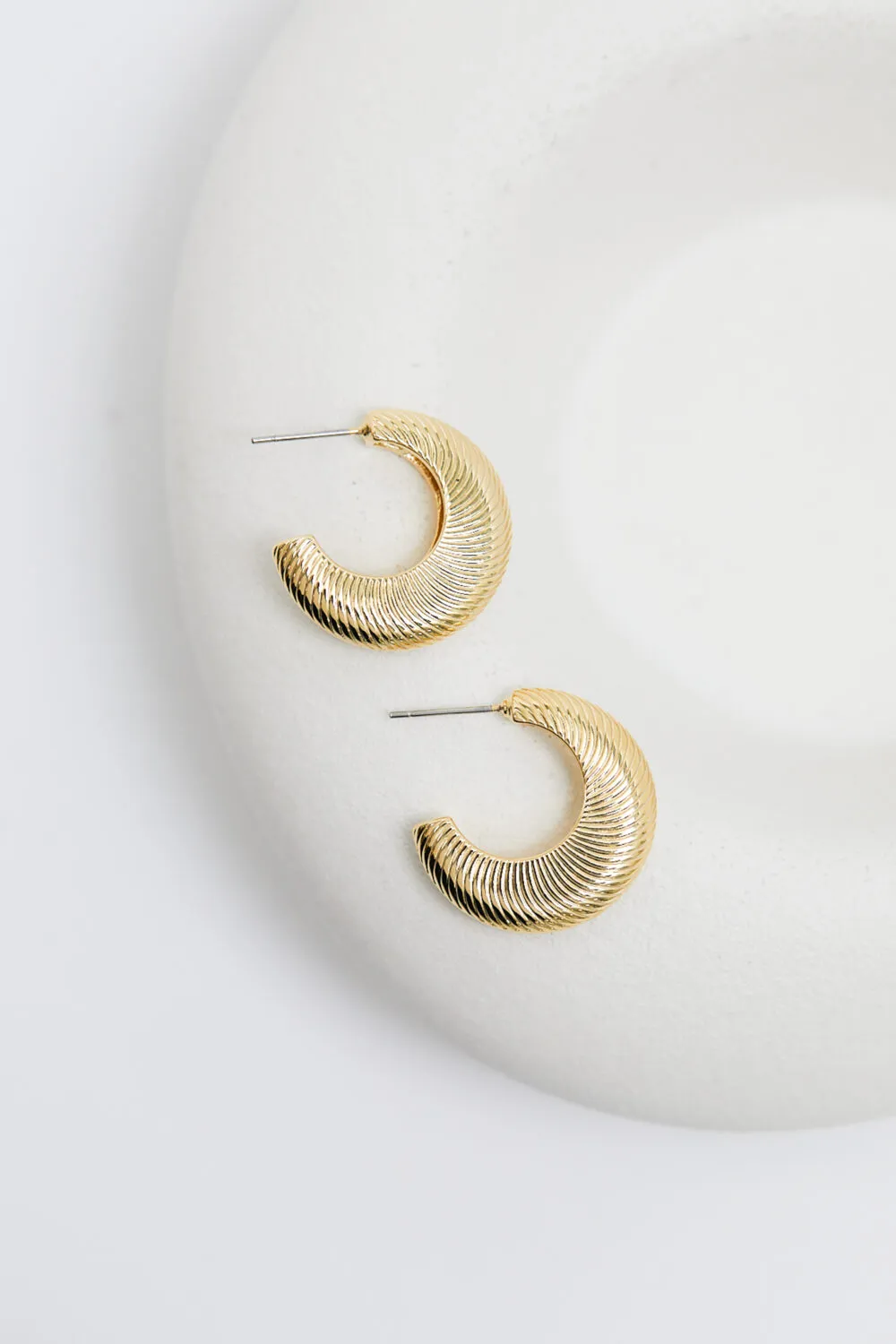 Gold Plated Diamond Cut Hoop Earrings 4 Gold Plated Diamond Cut Hoop Earrings