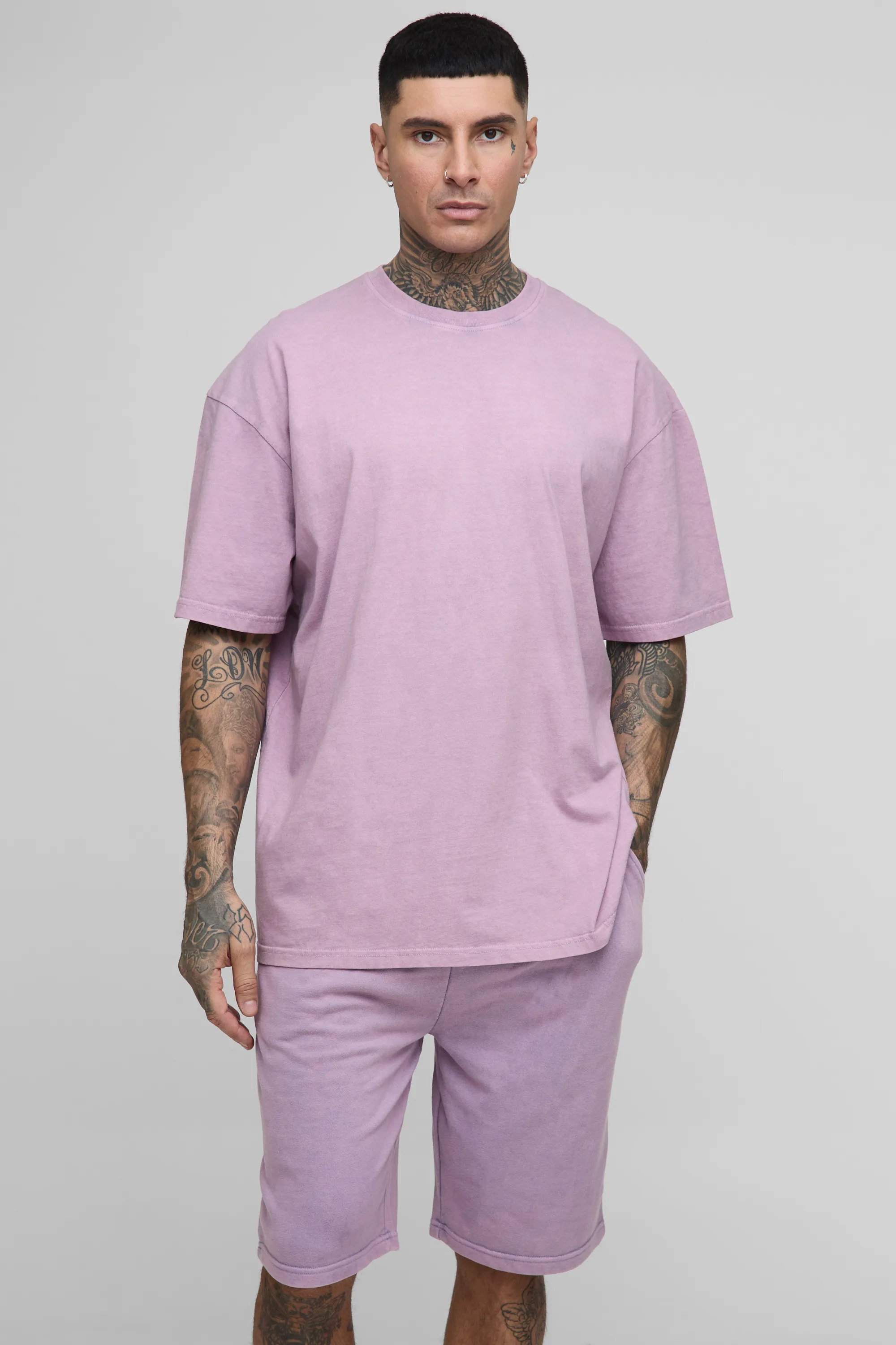 Tall Oversized Acid Wash T-Shirt & Short Set 1 Tall Oversized Acid Wash T-Shirt & Short Set