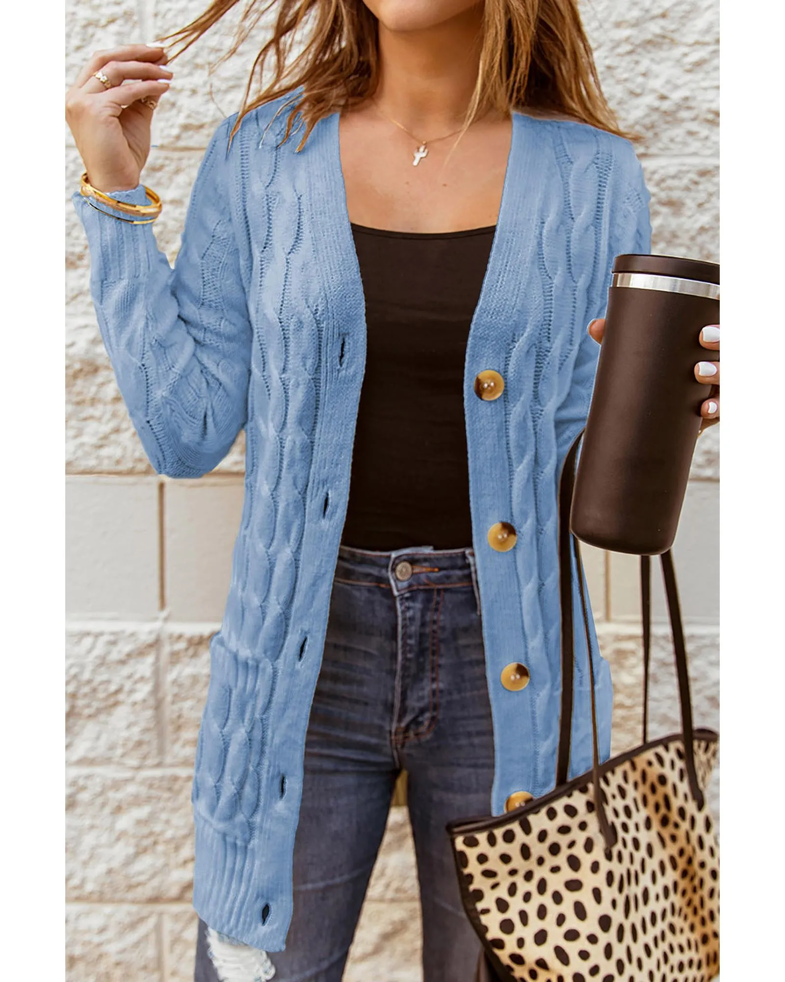 Knit Cardigan with Button Pockets 3 Knit Cardigan with Button Pockets