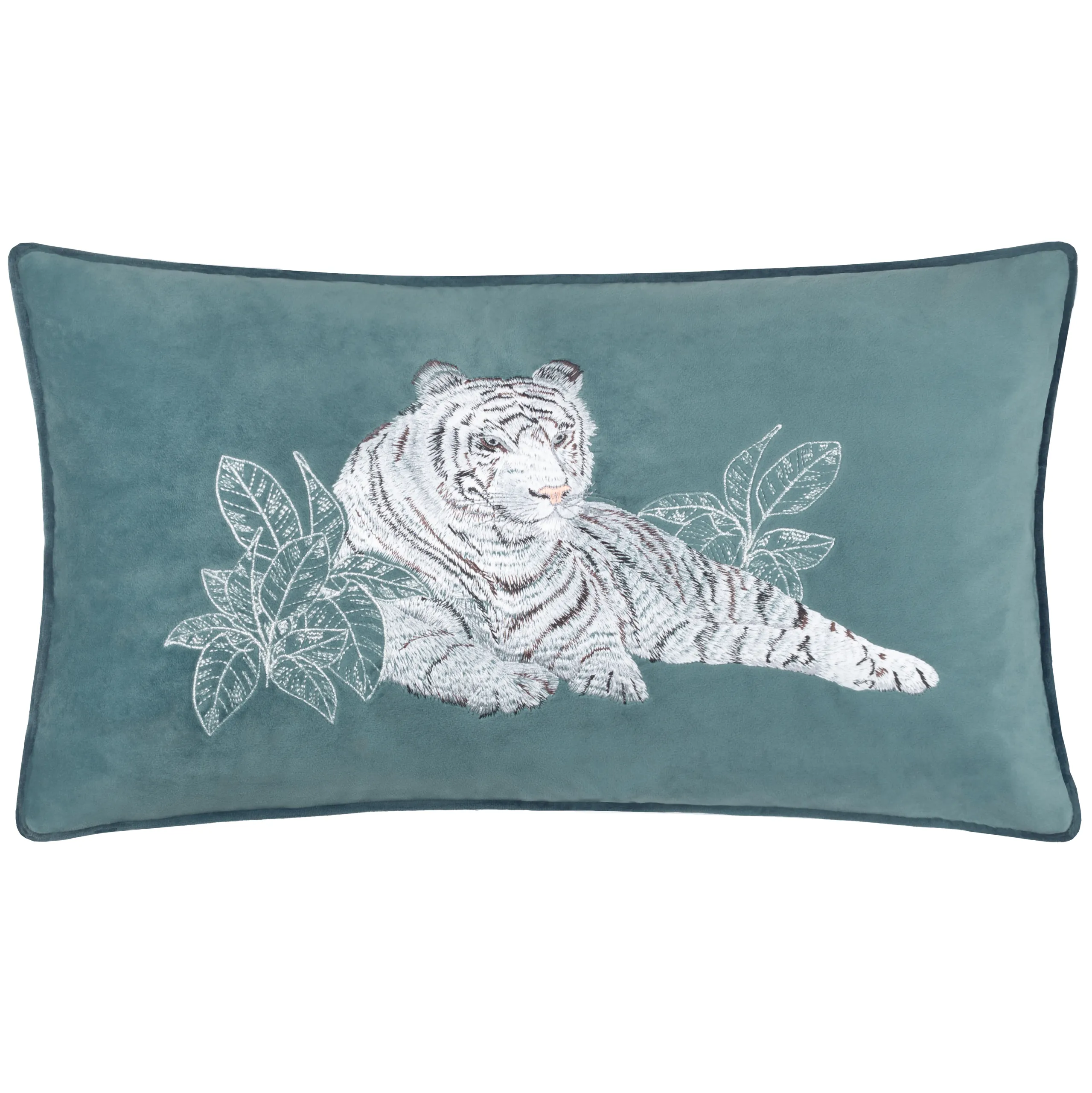 Odisha White Tiger Embroidered Cushion 1 Odisha White Tiger Embroidered Cushion
