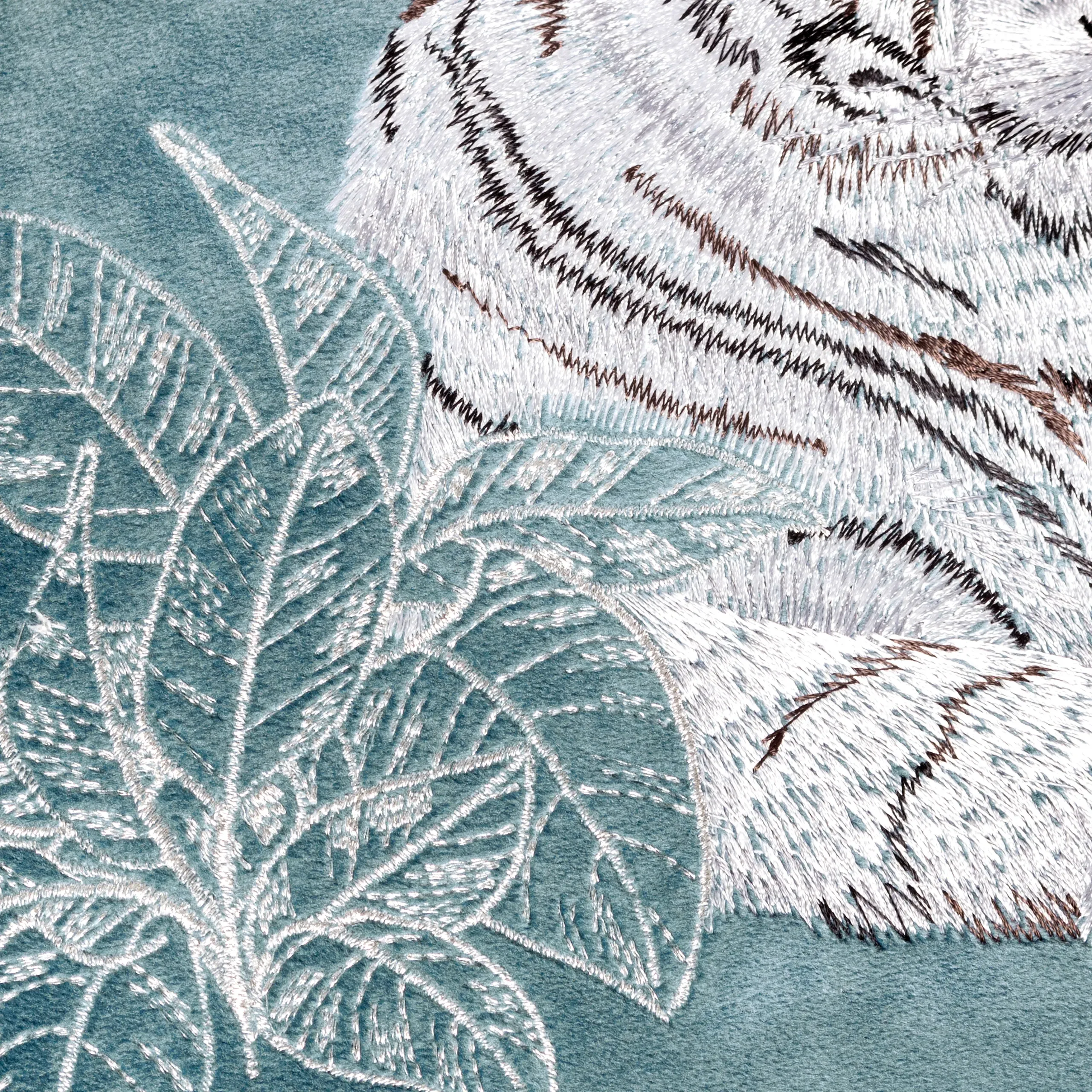 Odisha White Tiger Embroidered Cushion 4 Odisha White Tiger Embroidered Cushion