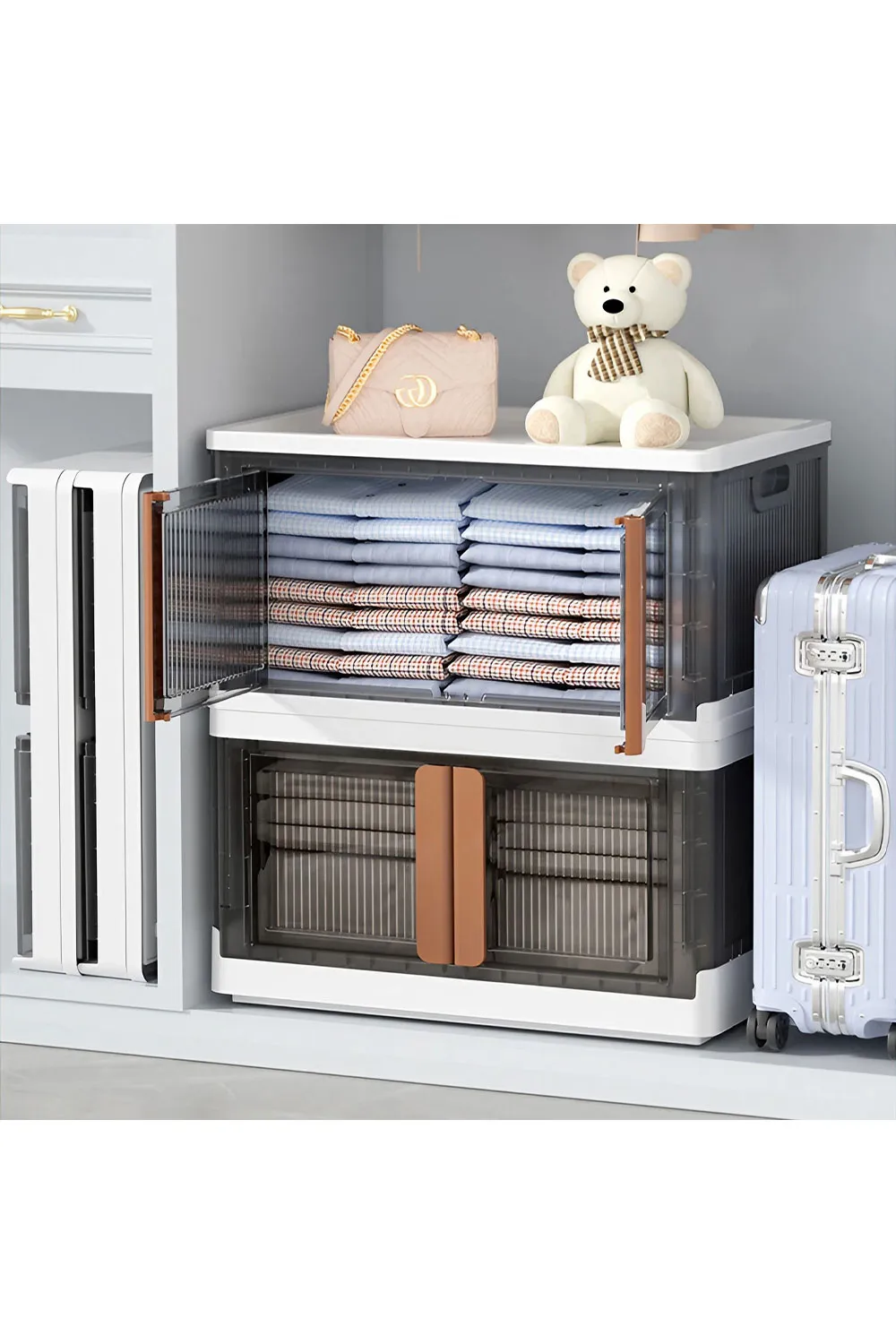 2-Door Collapsible Storage Organizer Box Wardrobe 48.7*31*30 CM