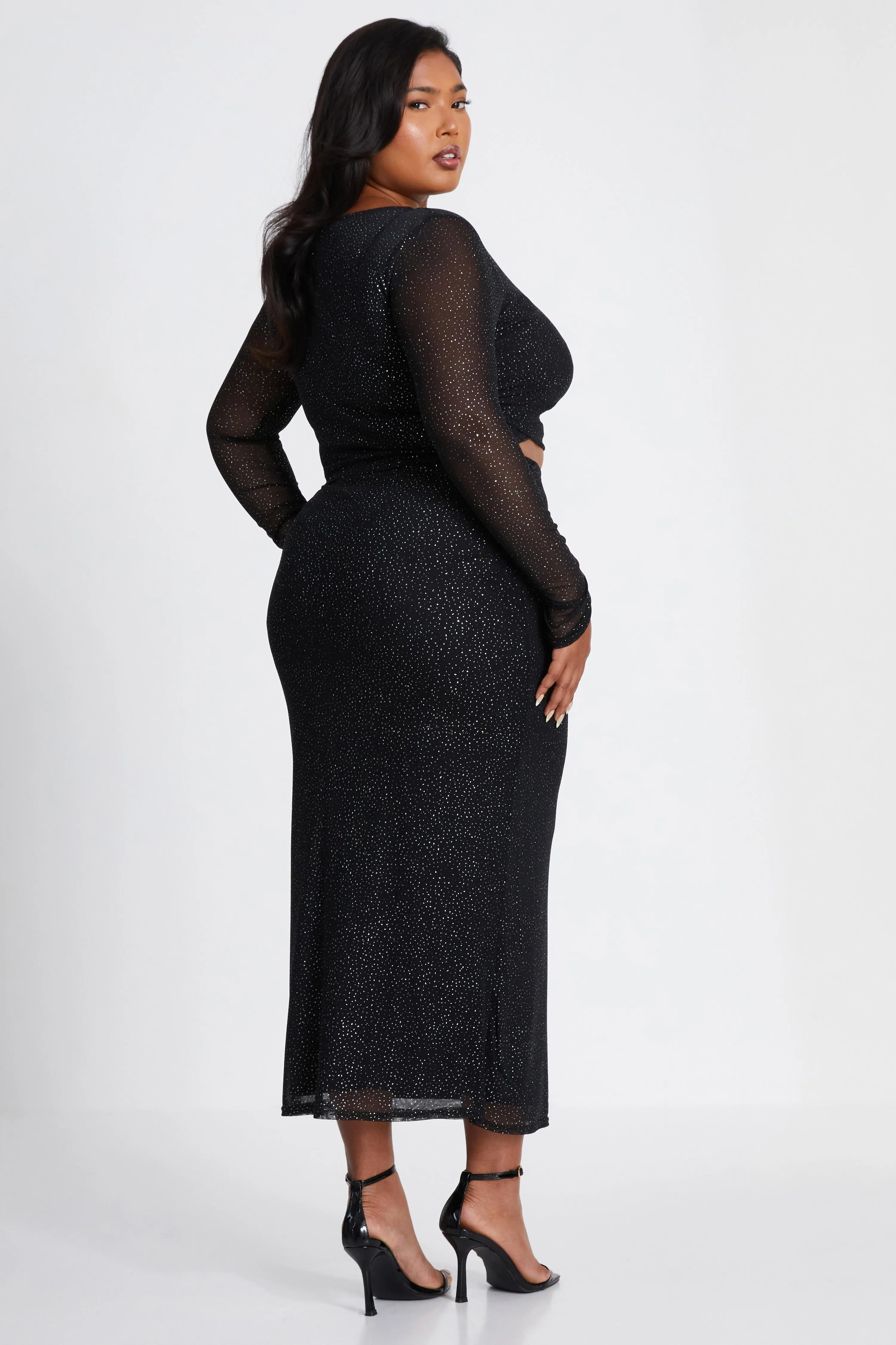 Black Curve Glitter Mesh Long Sleeve Top 2 Black Curve Glitter Mesh Long Sleeve Top