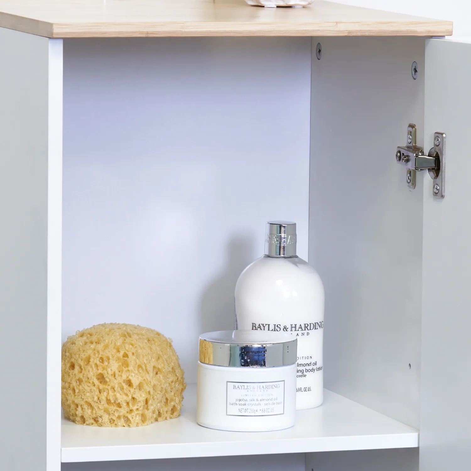 Amalfi White & Bamboo Freestanding Bathroom Cabinet 3 Amalfi White & Bamboo Freestanding Bathroom Cabinet