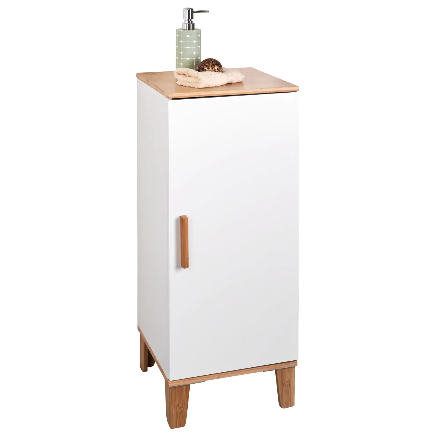 Amalfi White & Bamboo Freestanding Bathroom Cabinet 4 Amalfi White & Bamboo Freestanding Bathroom Cabinet