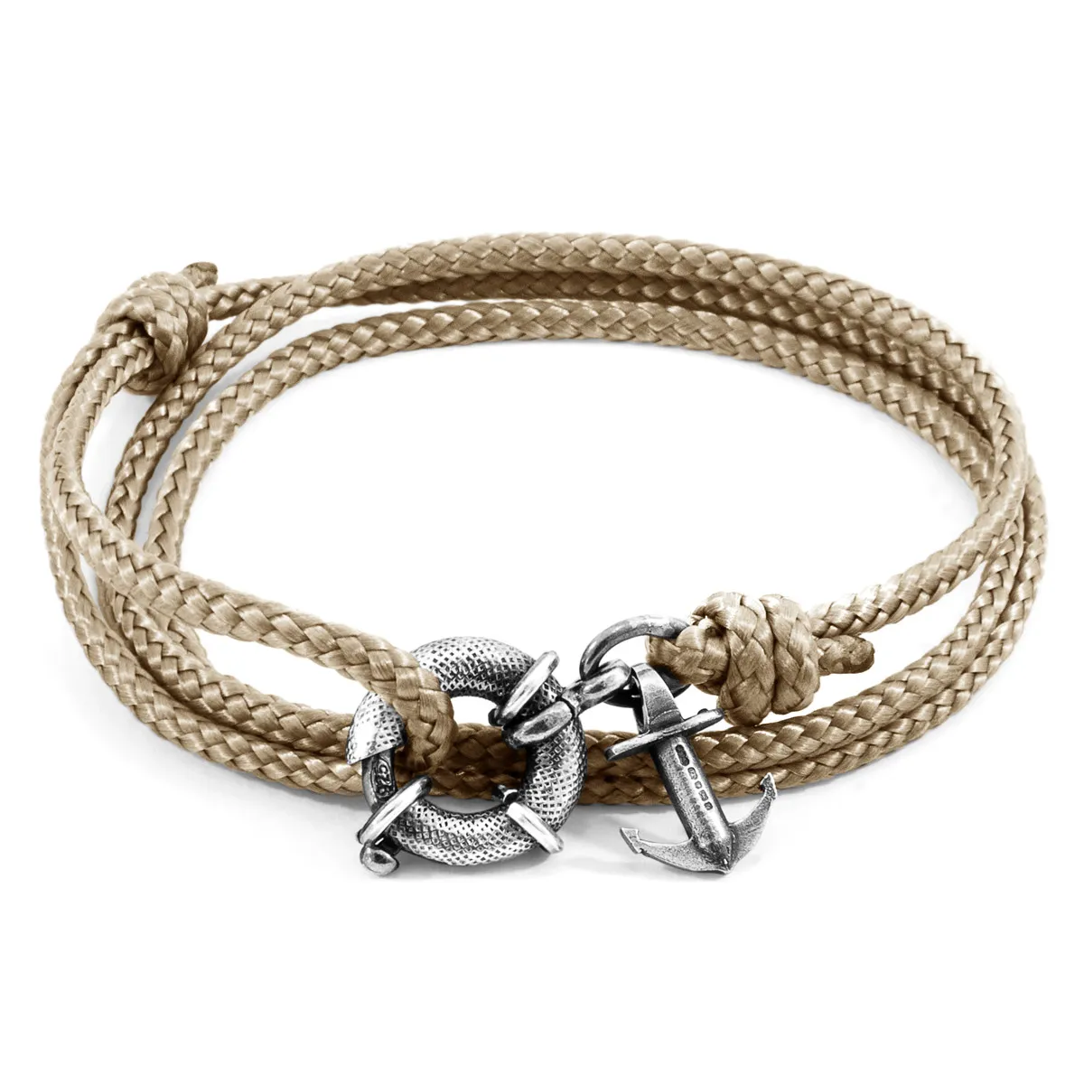 Clyde Anchor Silver and Rope Bracelet