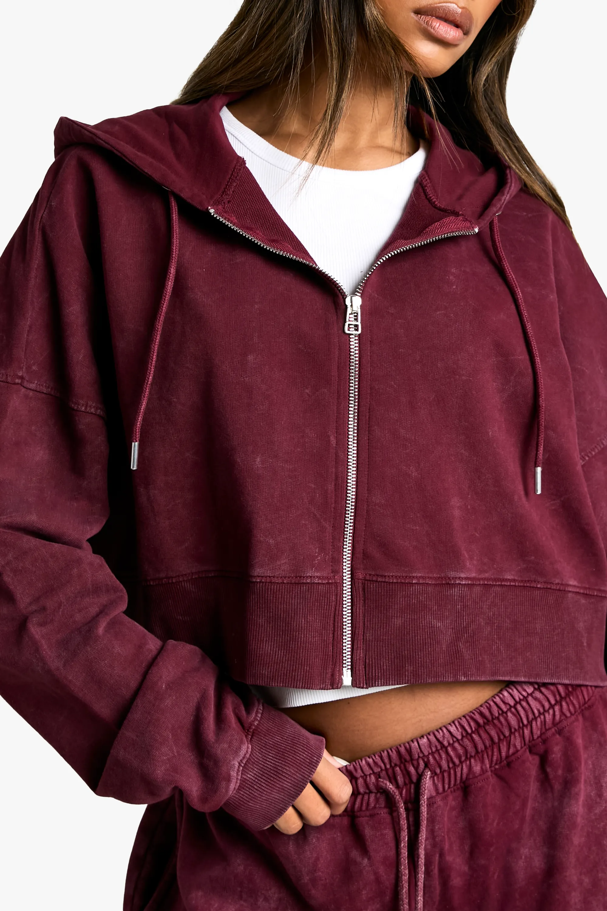 Overdyed Boxy Crop Zip Through Hoodie 4 Overdyed Boxy Crop Zip Through Hoodie
