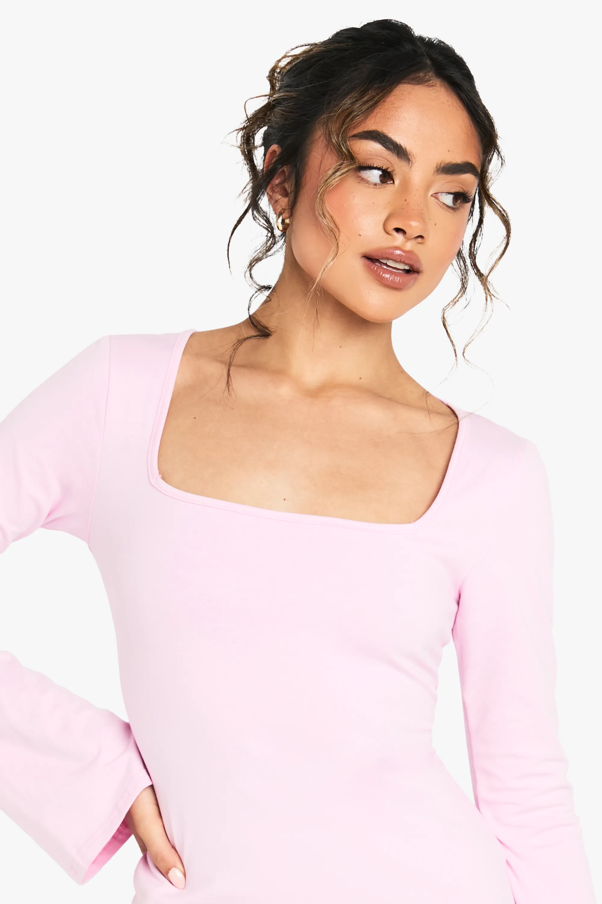 Cotton Square Neck A- Line Mini Dress 4 Cotton Square Neck A- Line Mini Dress