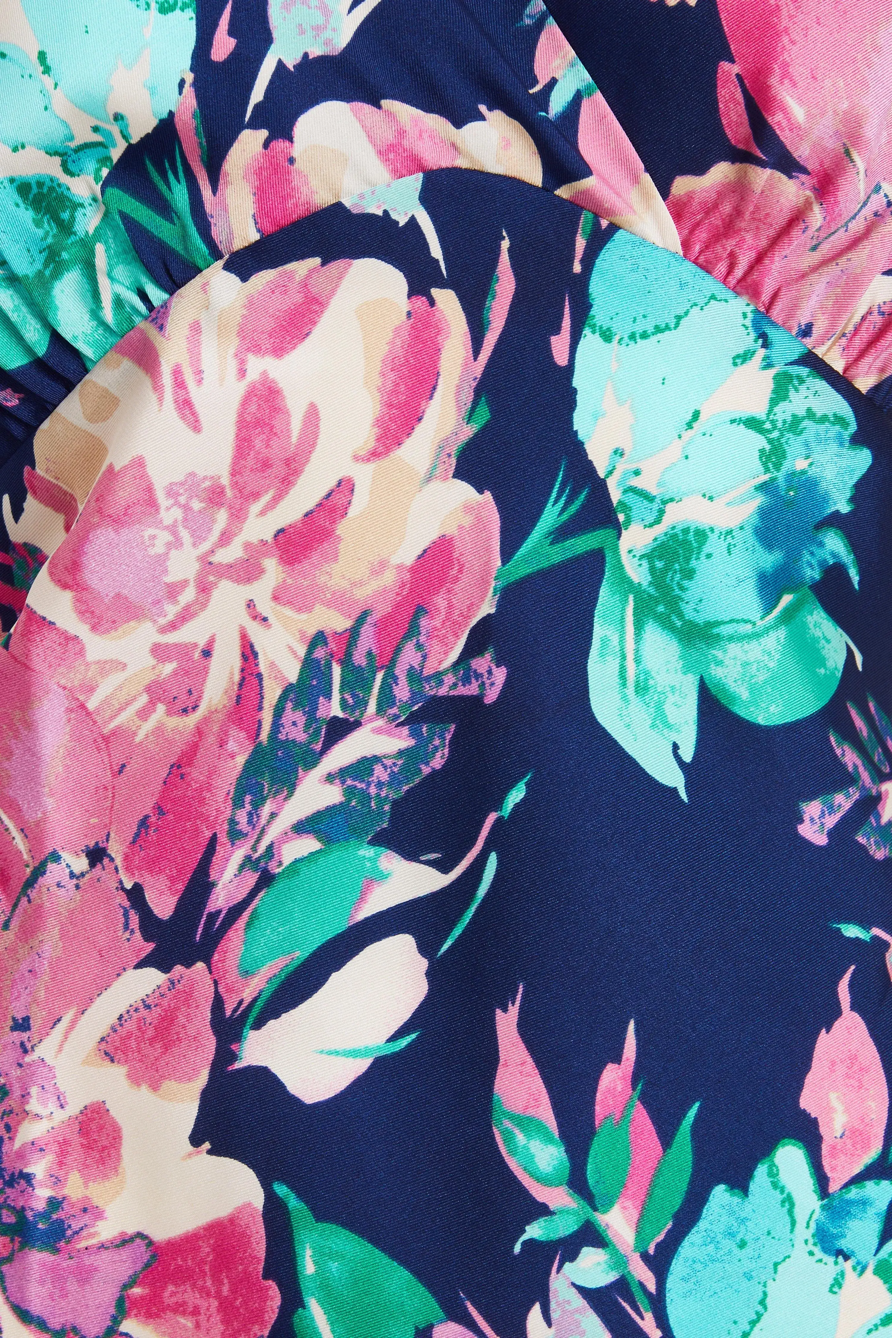 Blue Satin Floral Maxi Dress 6 Blue Satin Floral Maxi Dress