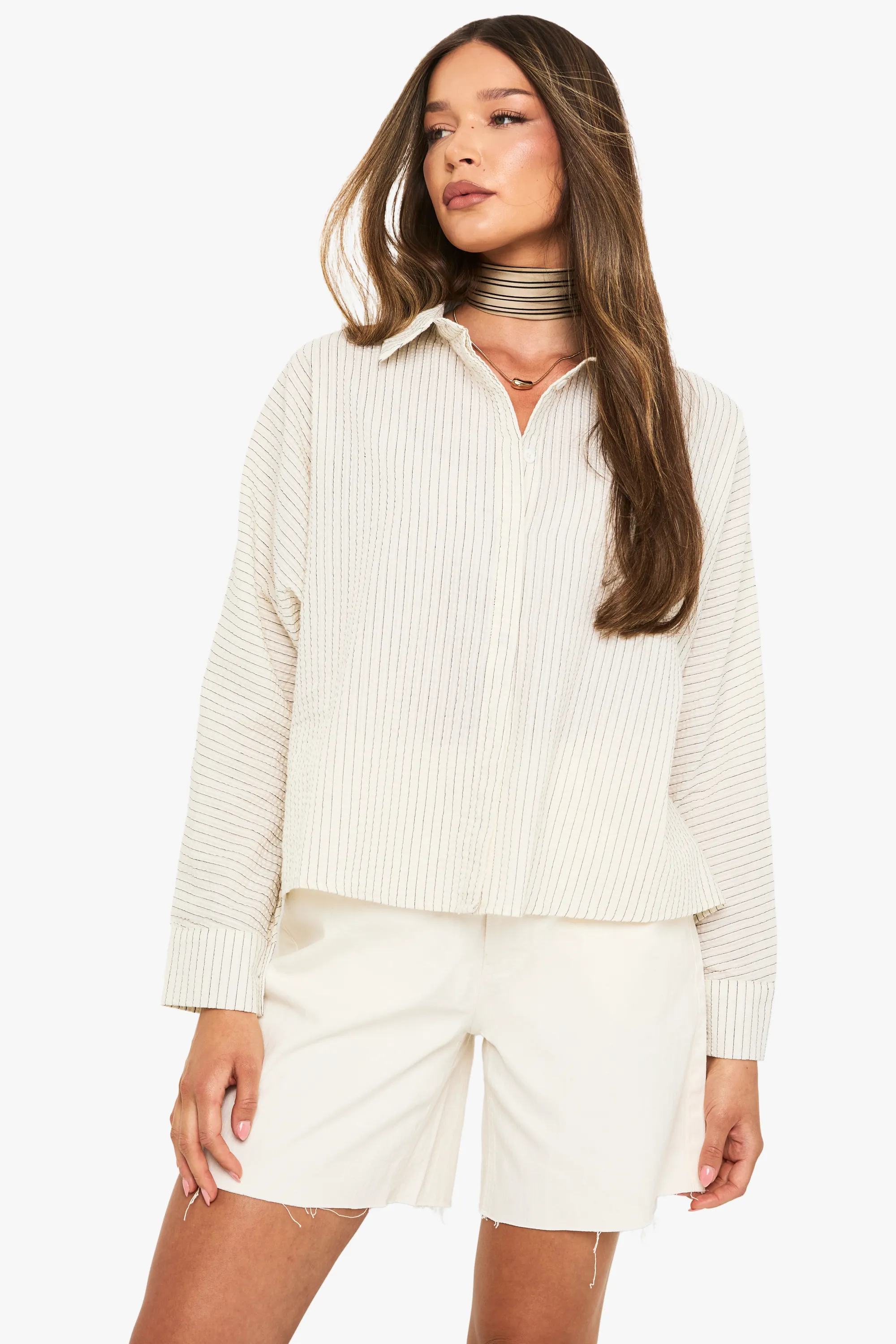 Crinkle Stripe Oversized Shirt 4 Crinkle Stripe Oversized Shirt