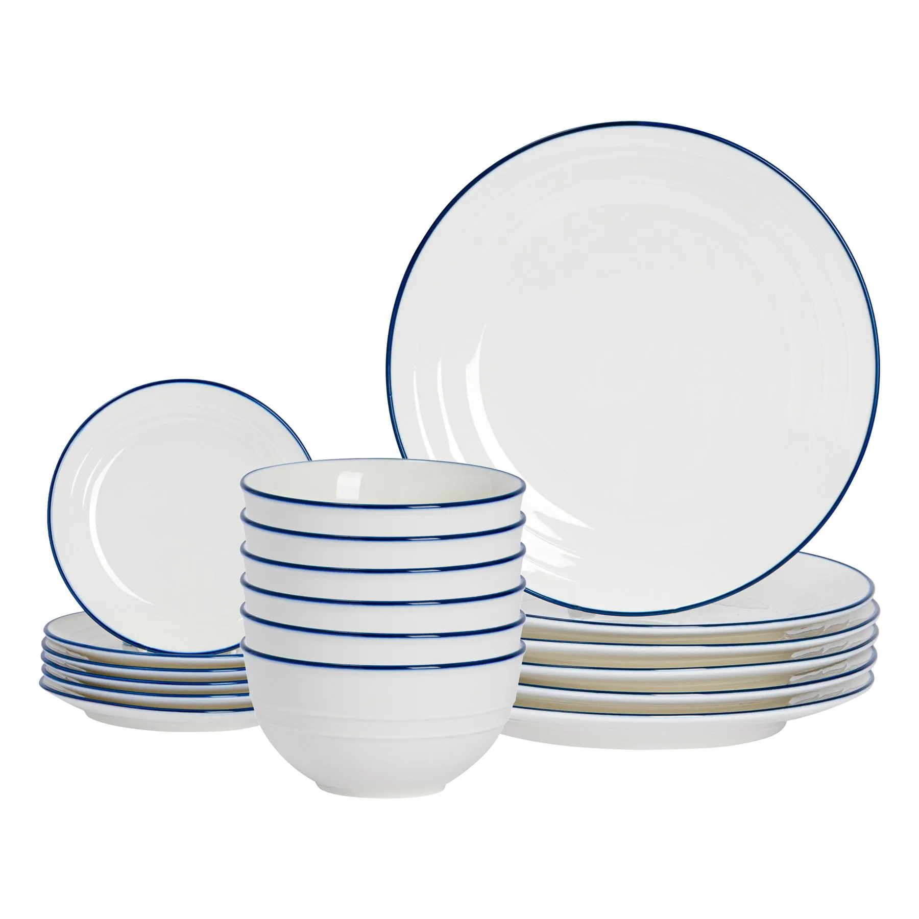 18pc Farmhouse Porcelain Dinner Set - White