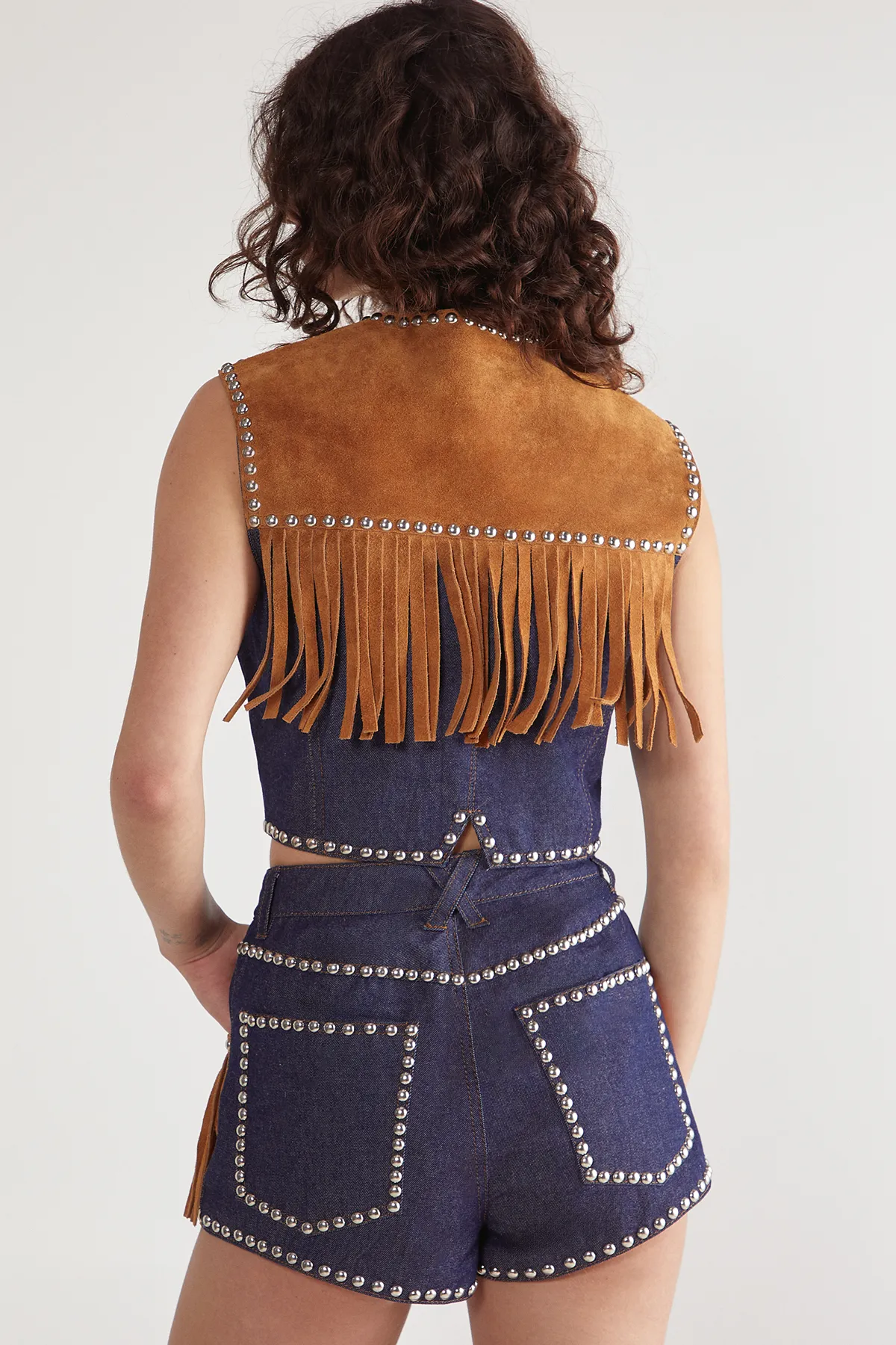 Denim Suede Mix Waistcoat 3 Denim Suede Mix Waistcoat