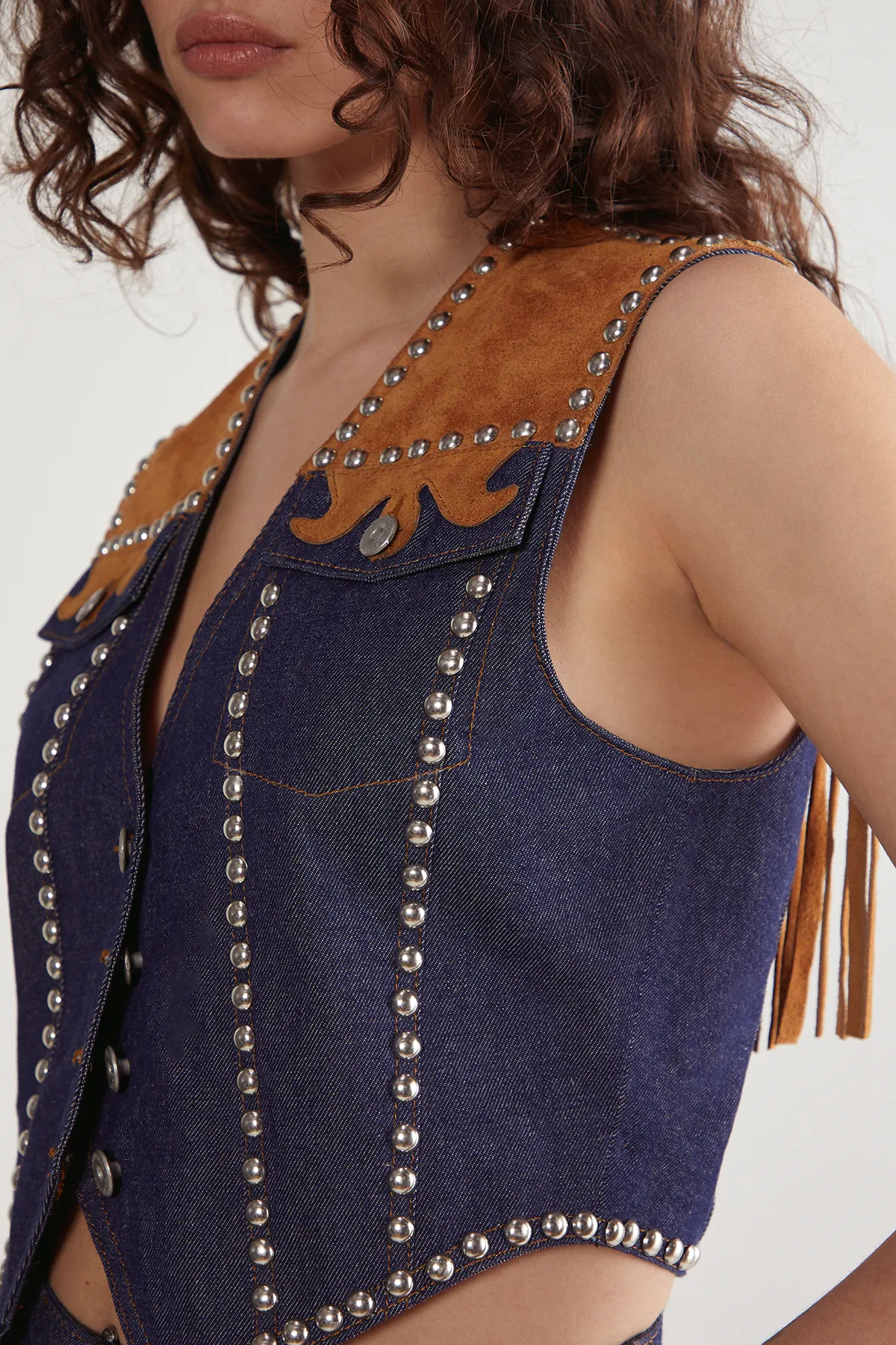 Denim Suede Mix Waistcoat 4 Denim Suede Mix Waistcoat