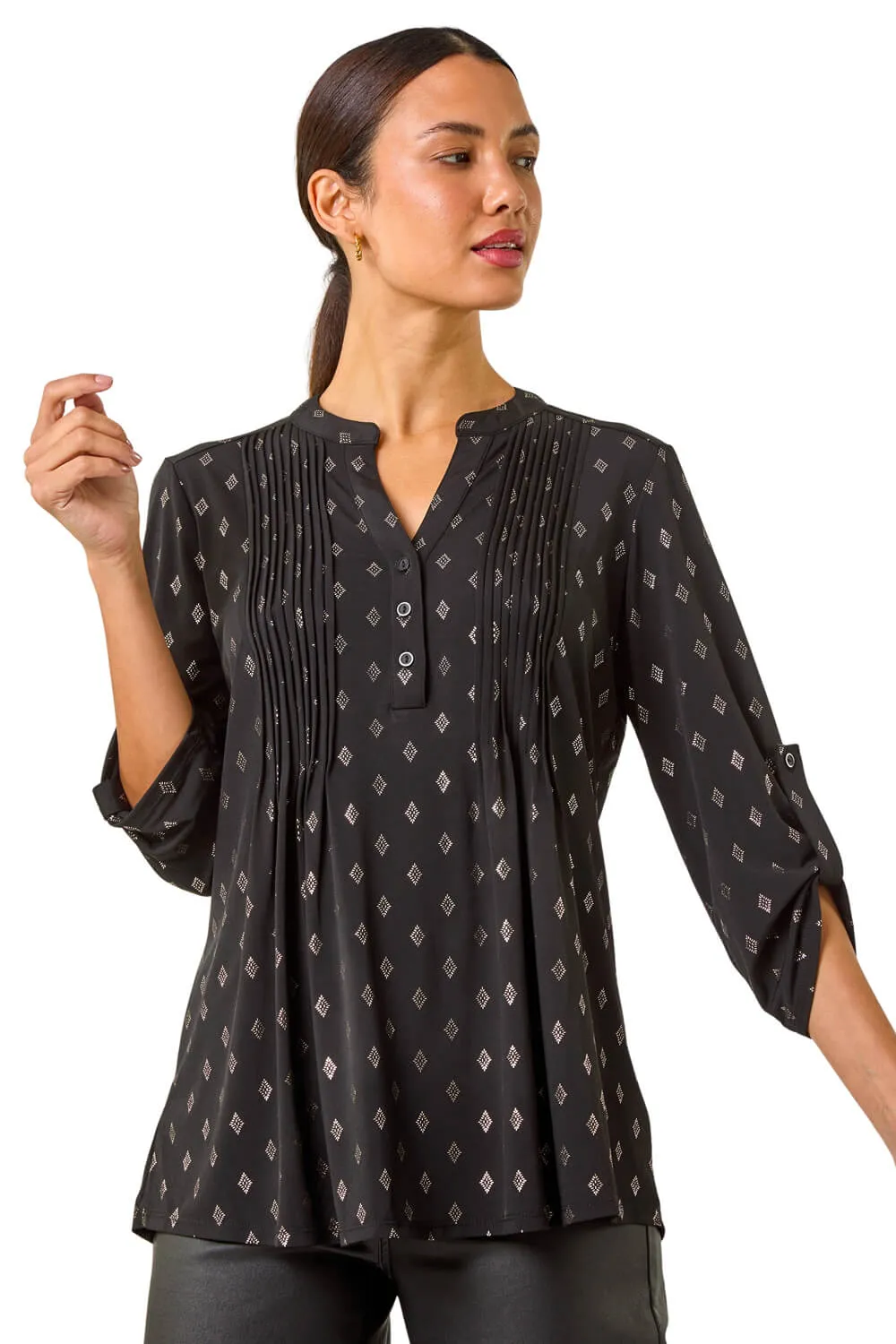 Diamond Foil Pintuck Shirt 1 Diamond Foil Pintuck Shirt