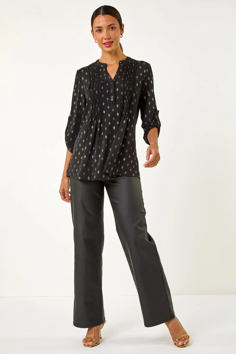 Diamond Foil Pintuck Shirt 3 Diamond Foil Pintuck Shirt
