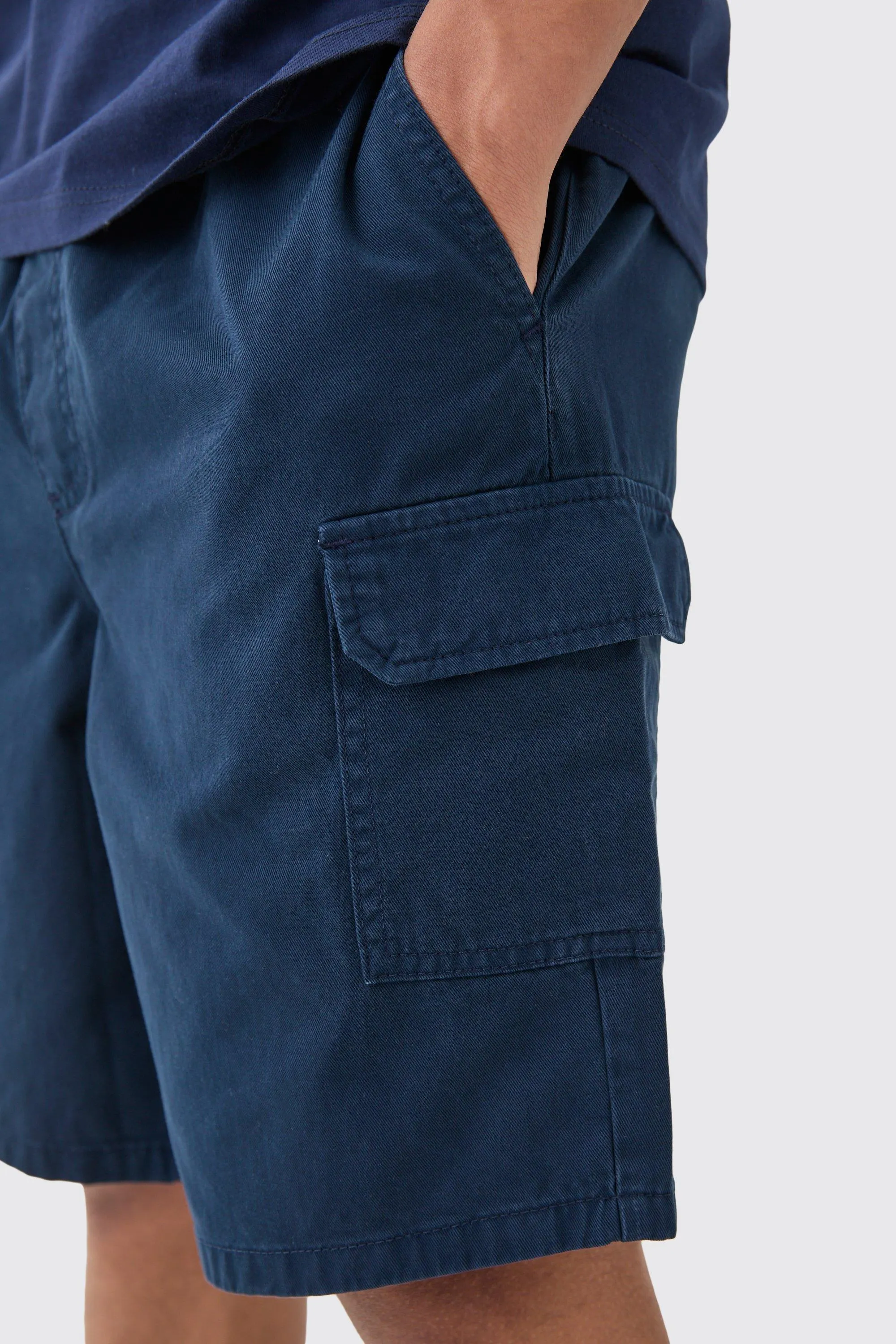 Relaxed Fit Elasticated Waist Cargo Shorts 3 Relaxed Fit Elasticated Waist Cargo Shorts