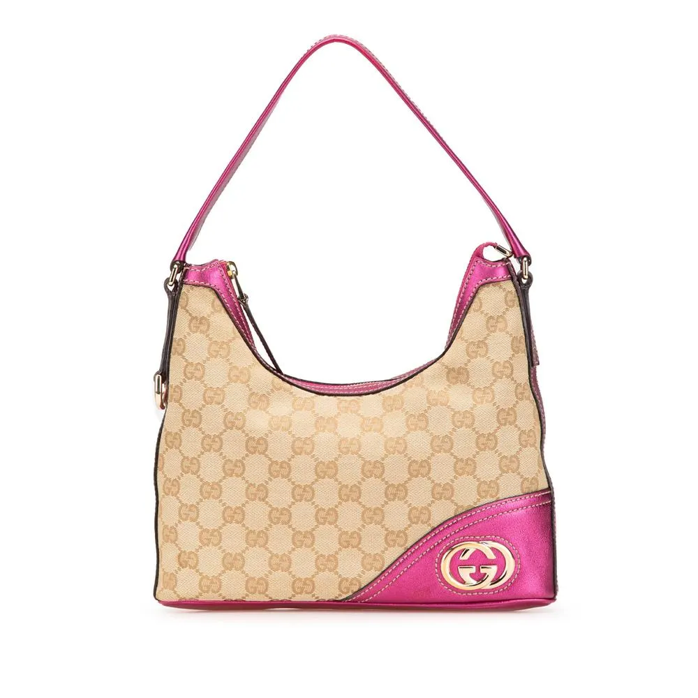 Preloved Shoulder Bag with Hook-and-Eye Closure and Interior Pockets