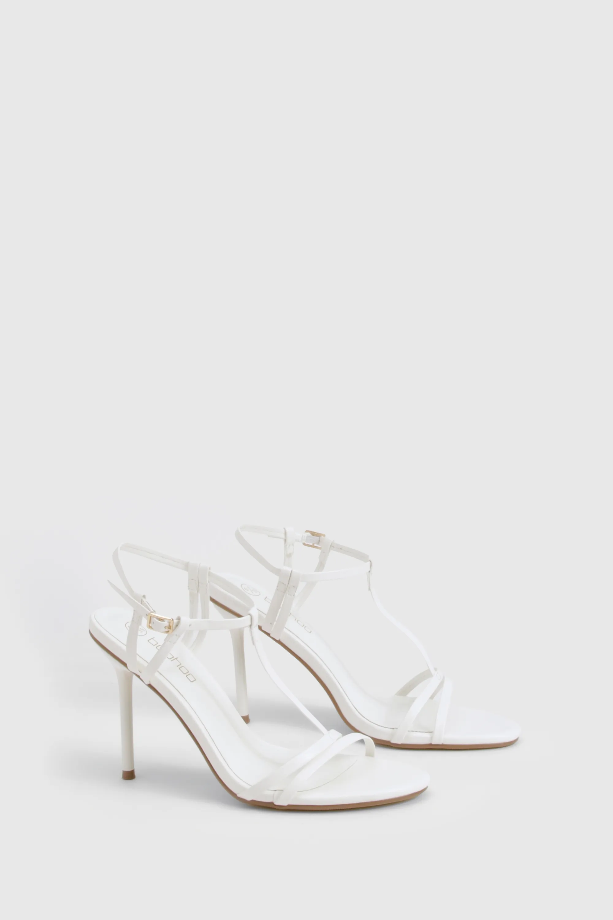 Strappy T Bar Detail Stiletto Heels 2 Strappy T Bar Detail Stiletto Heels