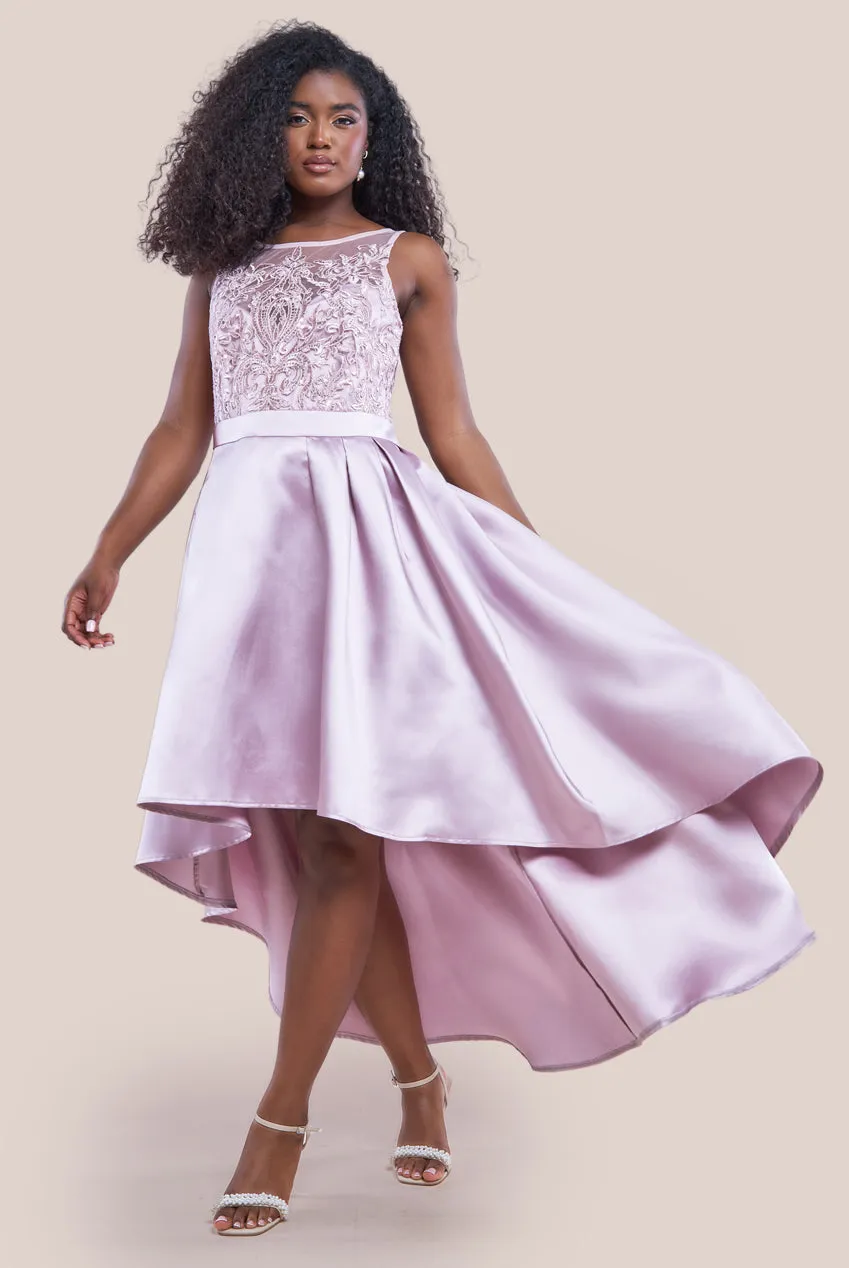 Sequin & Satin Dipped Hem Midi Dress 1 Sequin & Satin Dipped Hem Midi Dress