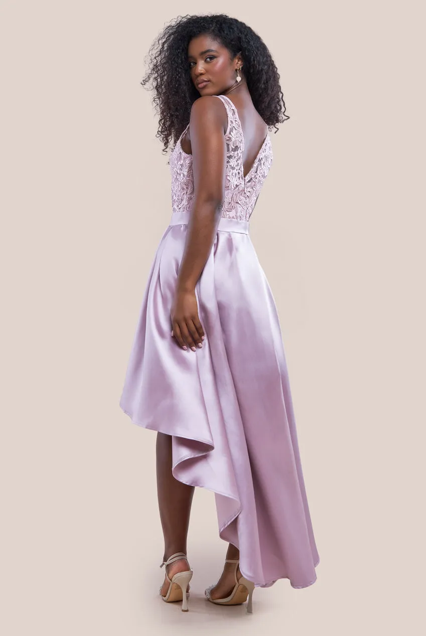 Sequin & Satin Dipped Hem Midi Dress 2 Sequin & Satin Dipped Hem Midi Dress