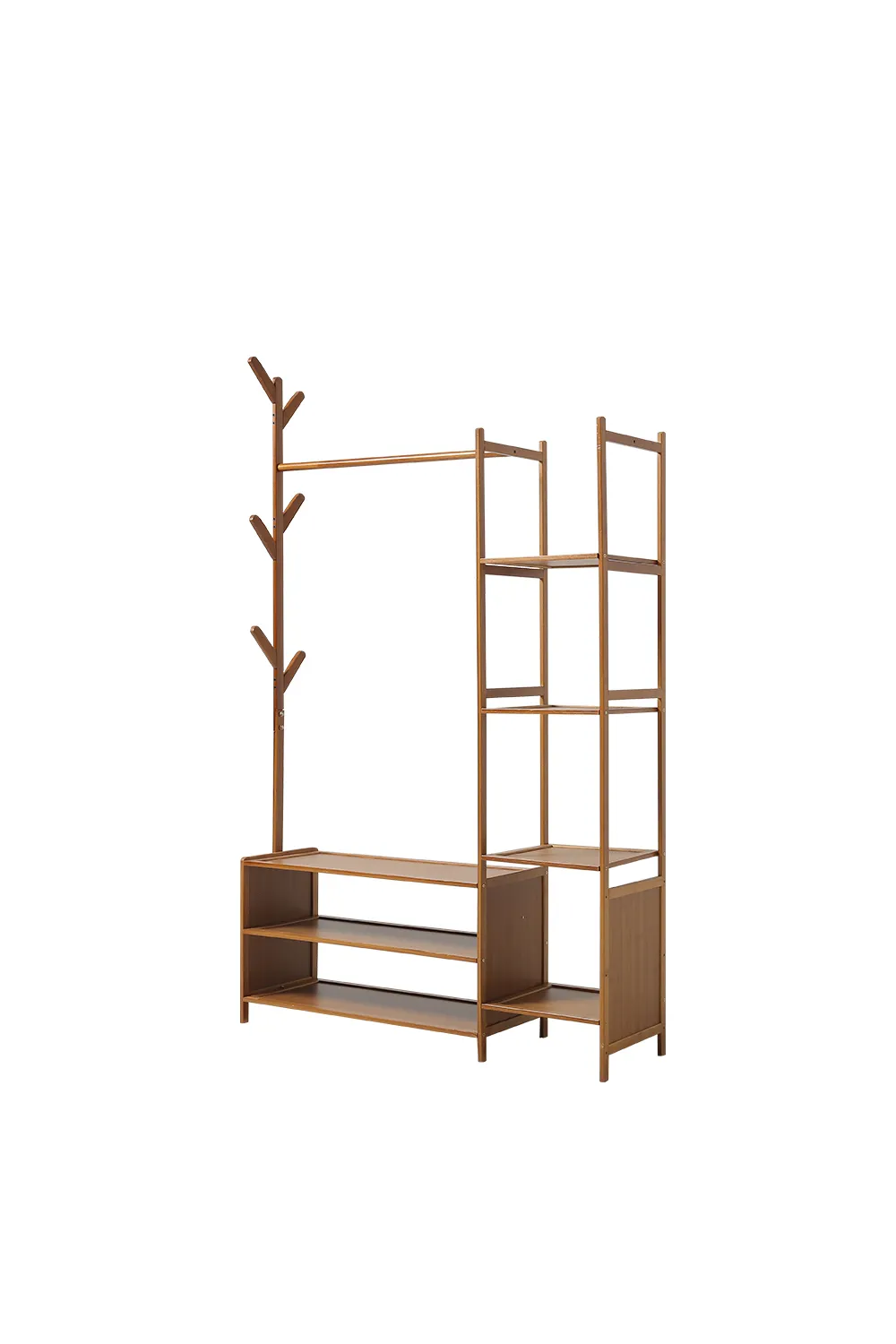 162CM Bamboo Clothes Garment Rack with Storage Shelves Bedroom Classic Style 4 162CM Bamboo Clothes Garment Rack with Storage Shelves Bedroom Classic Style
