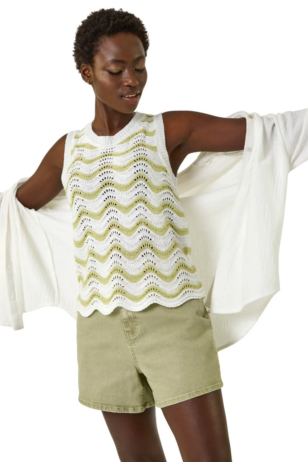 Scallop Wave Knit Vest 1 Scallop Wave Knit Vest
