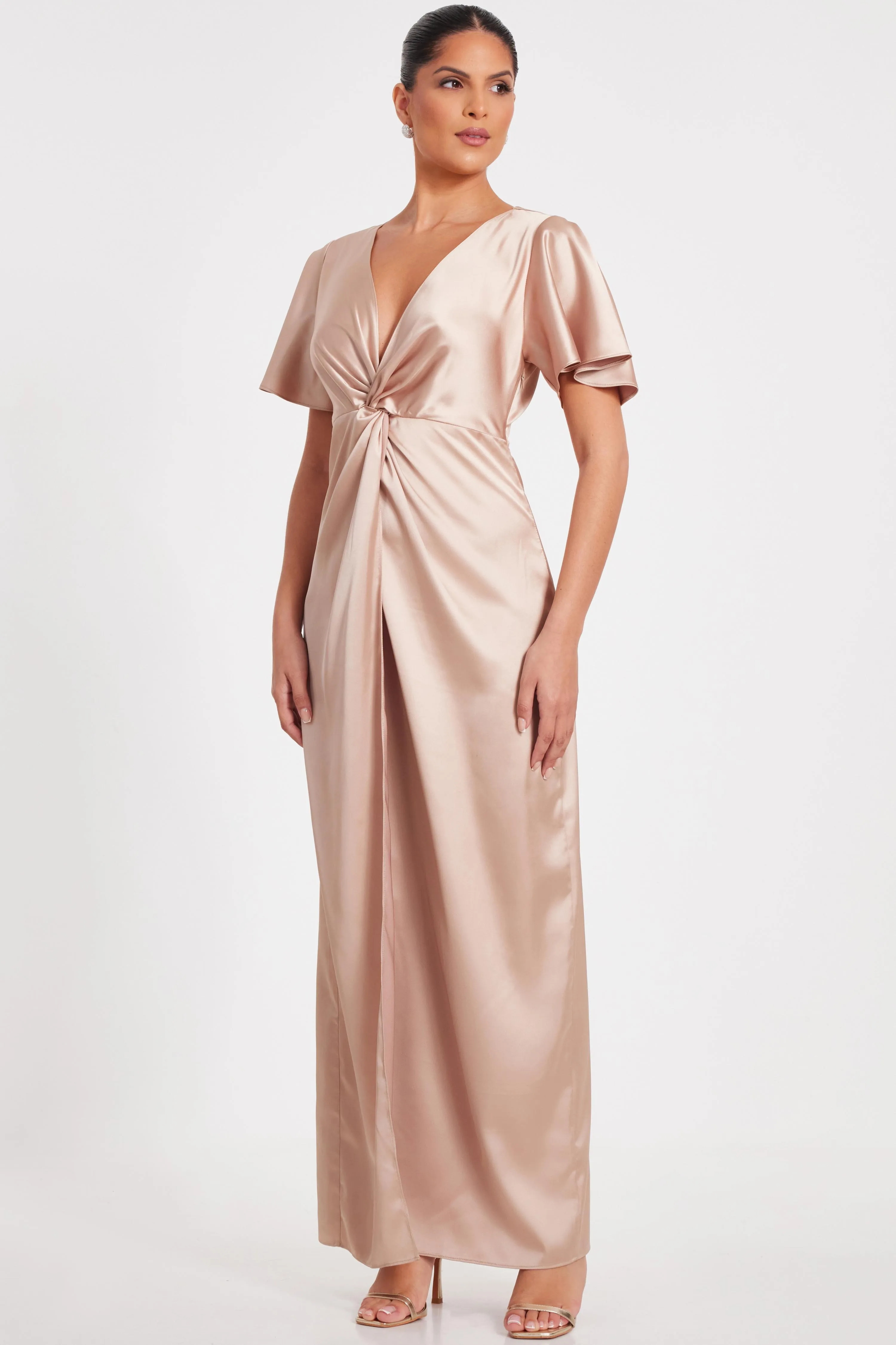Off White Knot Front Maxi Dress 1 Off White Knot Front Maxi Dress