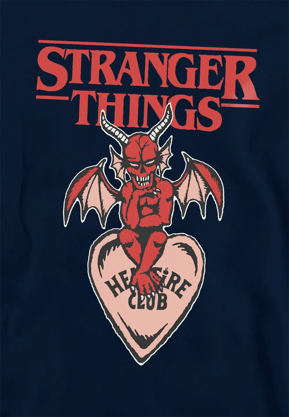 Stranger Things Hellfire Heart Youth Kids Pull-Over Hoodie, Navy 2 Stranger Things Hellfire Heart Youth Kids Pull-Over Hoodie, Navy