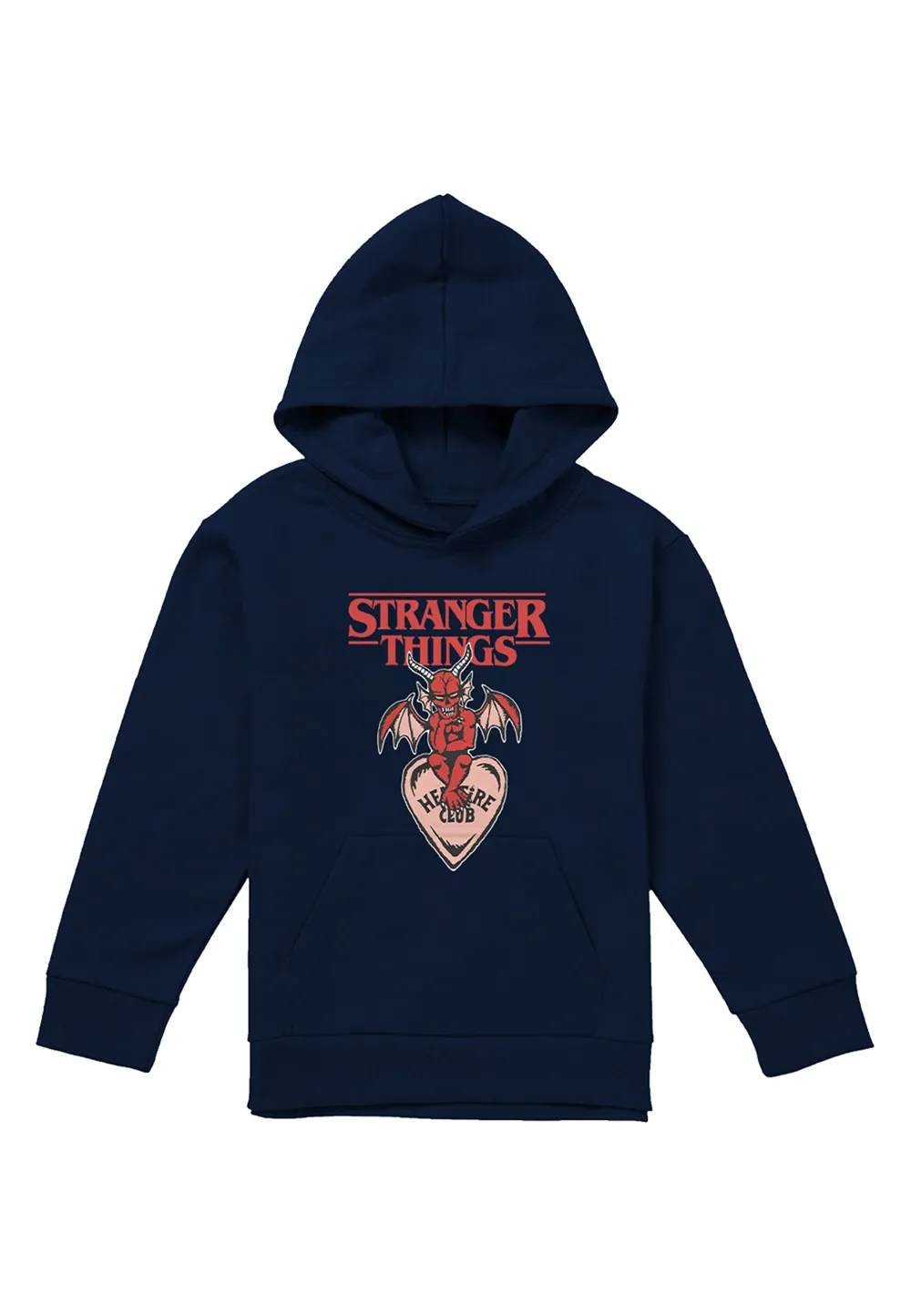 Stranger Things Hellfire Heart Youth Kids Pull-Over Hoodie, Navy 4 Stranger Things Hellfire Heart Youth Kids Pull-Over Hoodie, Navy