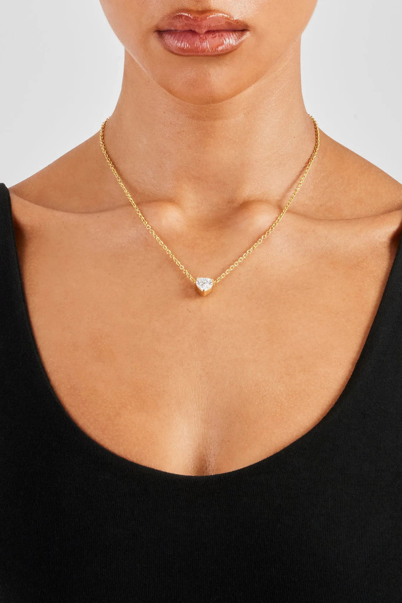Iced Heart CZ Stone Necklace - 10mm - Gold 1 Iced Heart CZ Stone Necklace - 10mm - Gold