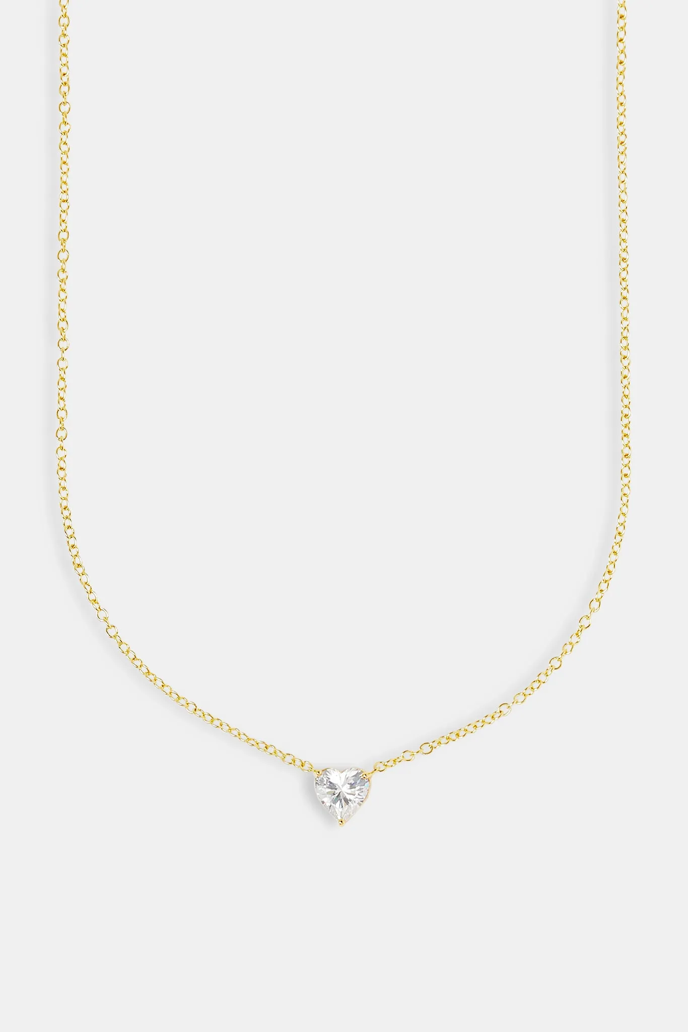Iced Heart CZ Stone Necklace - 10mm - Gold 2 Iced Heart CZ Stone Necklace - 10mm - Gold