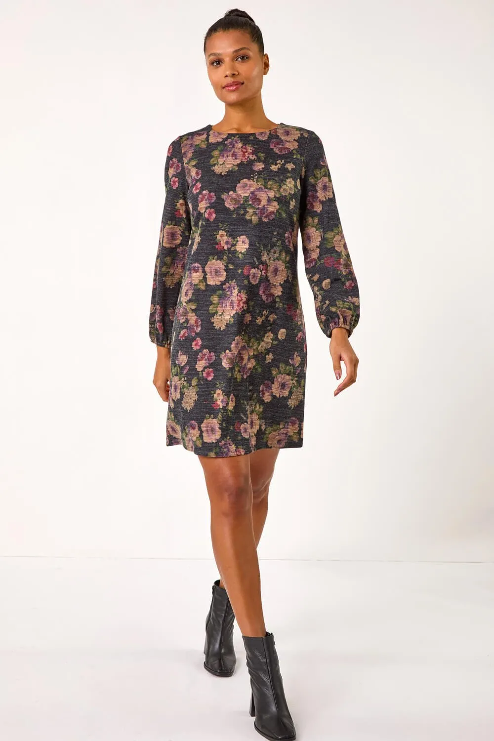 Floral Print Stretch Swing Dress 2 Floral Print Stretch Swing Dress