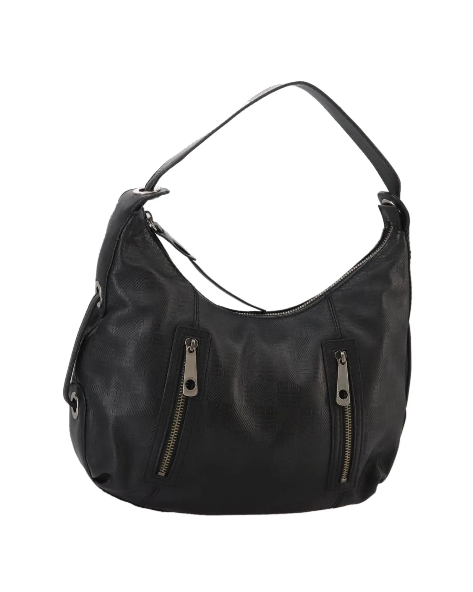 Preloved Leather Shoulder Bag with Zipper- Black 1 Preloved Leather Shoulder Bag with Zipper- Black