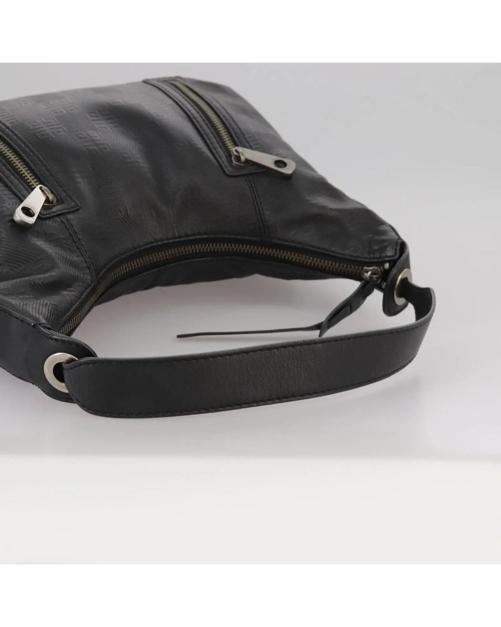 Preloved Leather Shoulder Bag with Zipper- Black 8 Preloved Leather Shoulder Bag with Zipper- Black