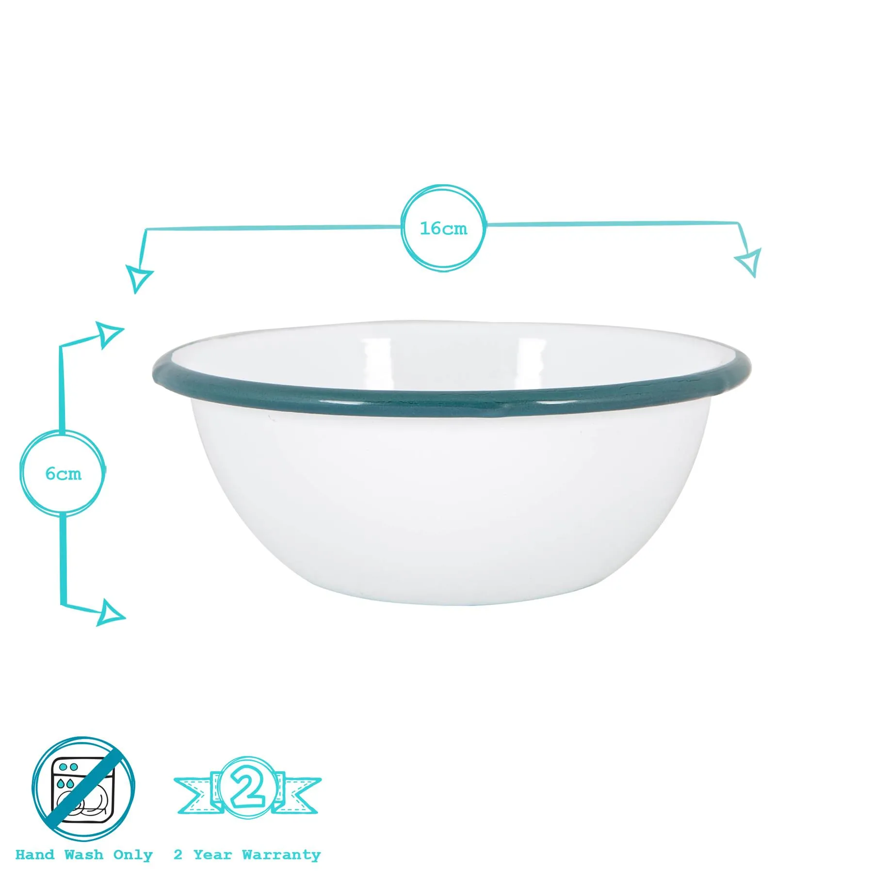 White Enamel Bowls 16cm Pack of 6 3 White Enamel Bowls 16cm Pack of 6