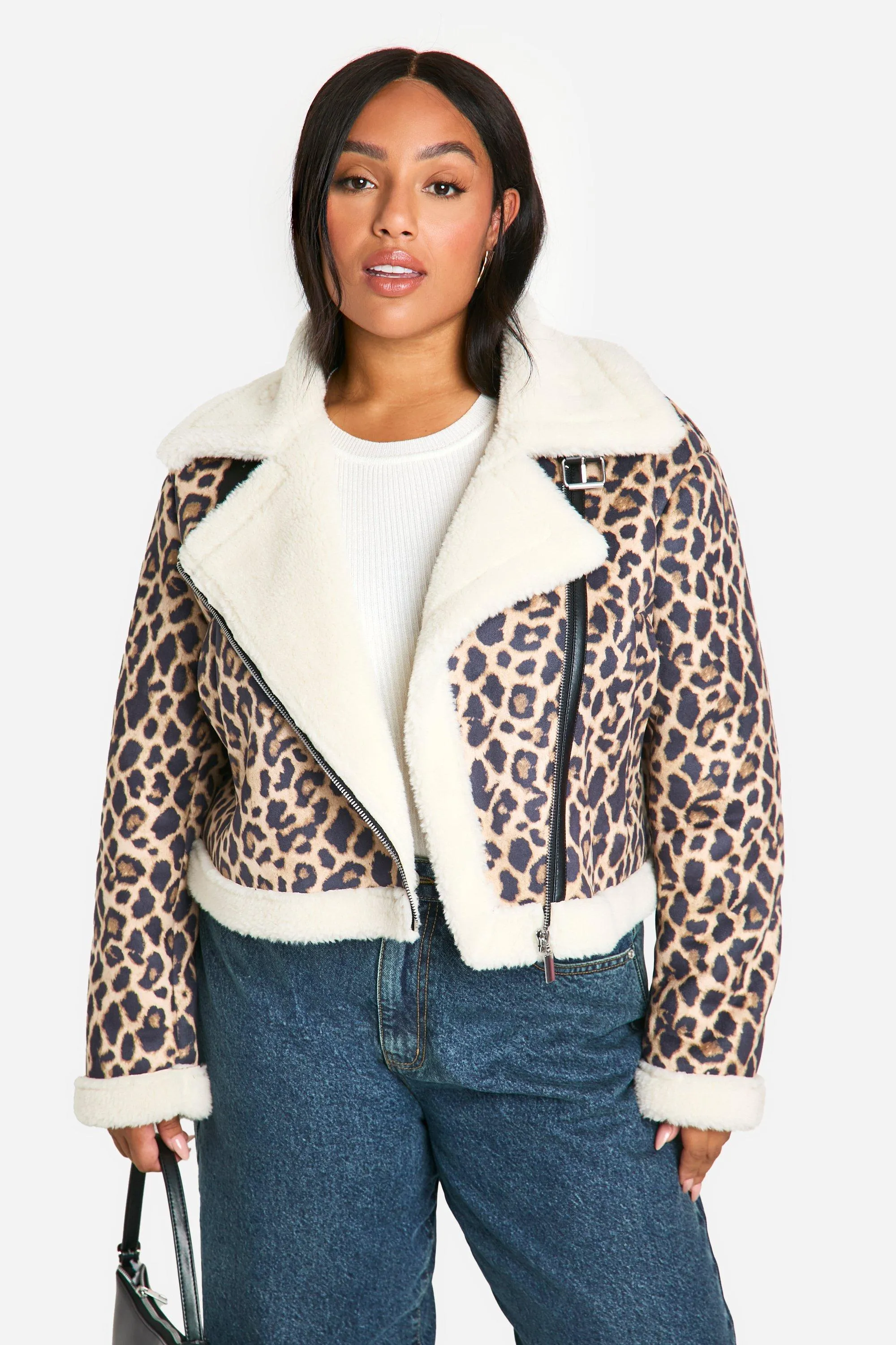 Plus Leopard Oversized Aviator Coat 1 Plus Leopard Oversized Aviator Coat