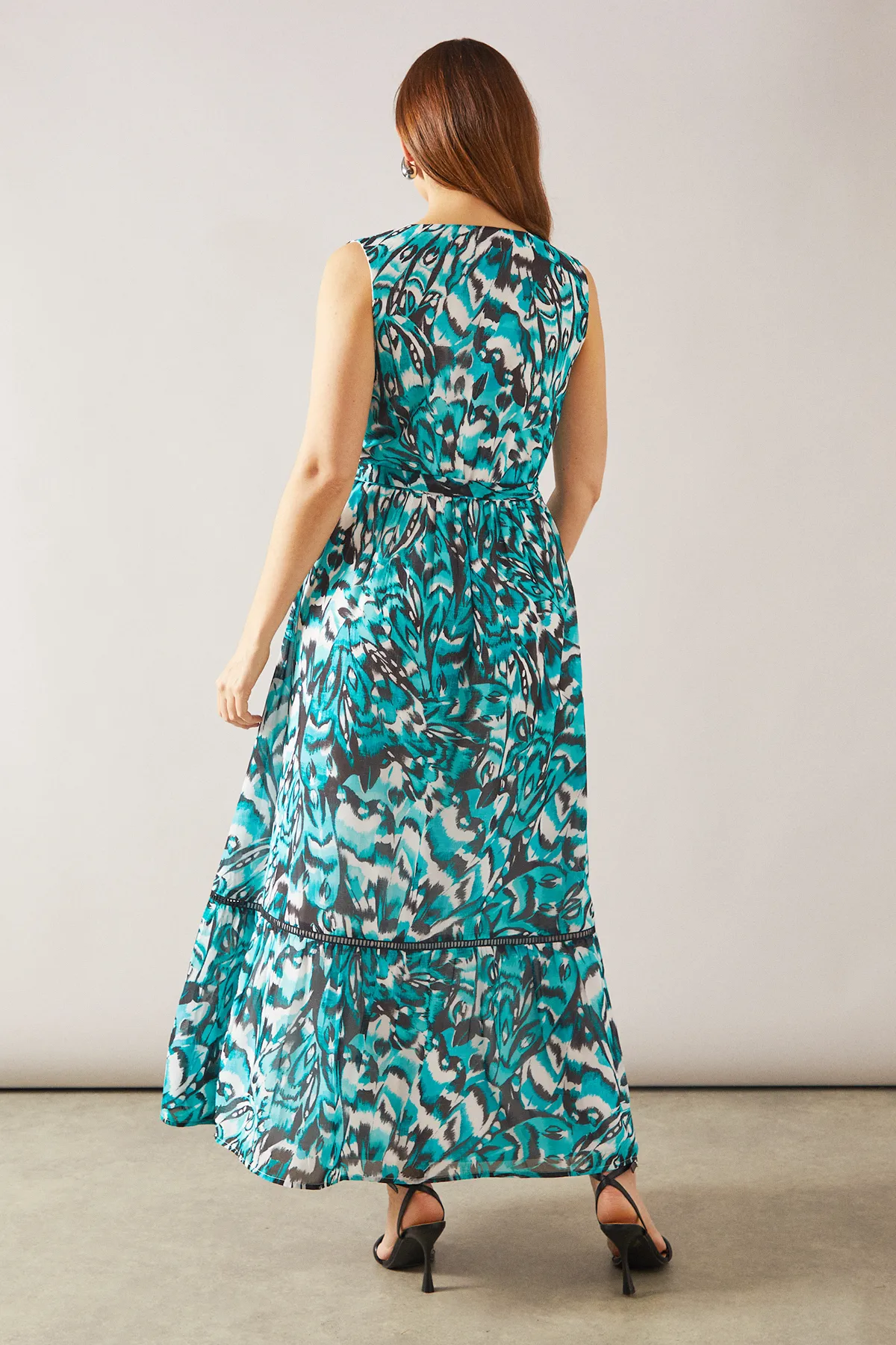 Butterfly Tiered Sleeveless Maxi Dress 4 Butterfly Tiered Sleeveless Maxi Dress