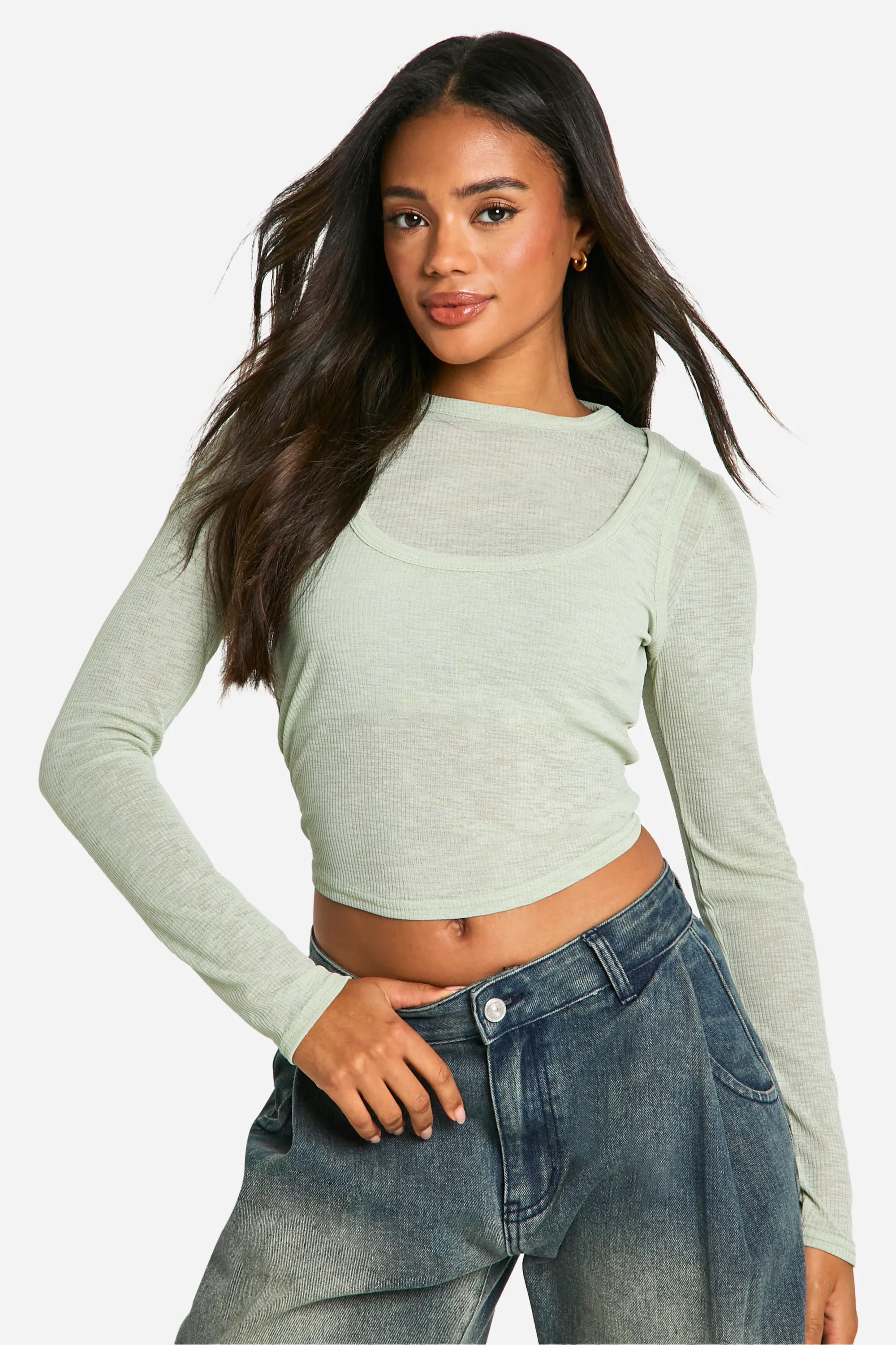 Textured Mesh 2 Layer Long Sleeve Top 1 Textured Mesh 2 Layer Long Sleeve Top