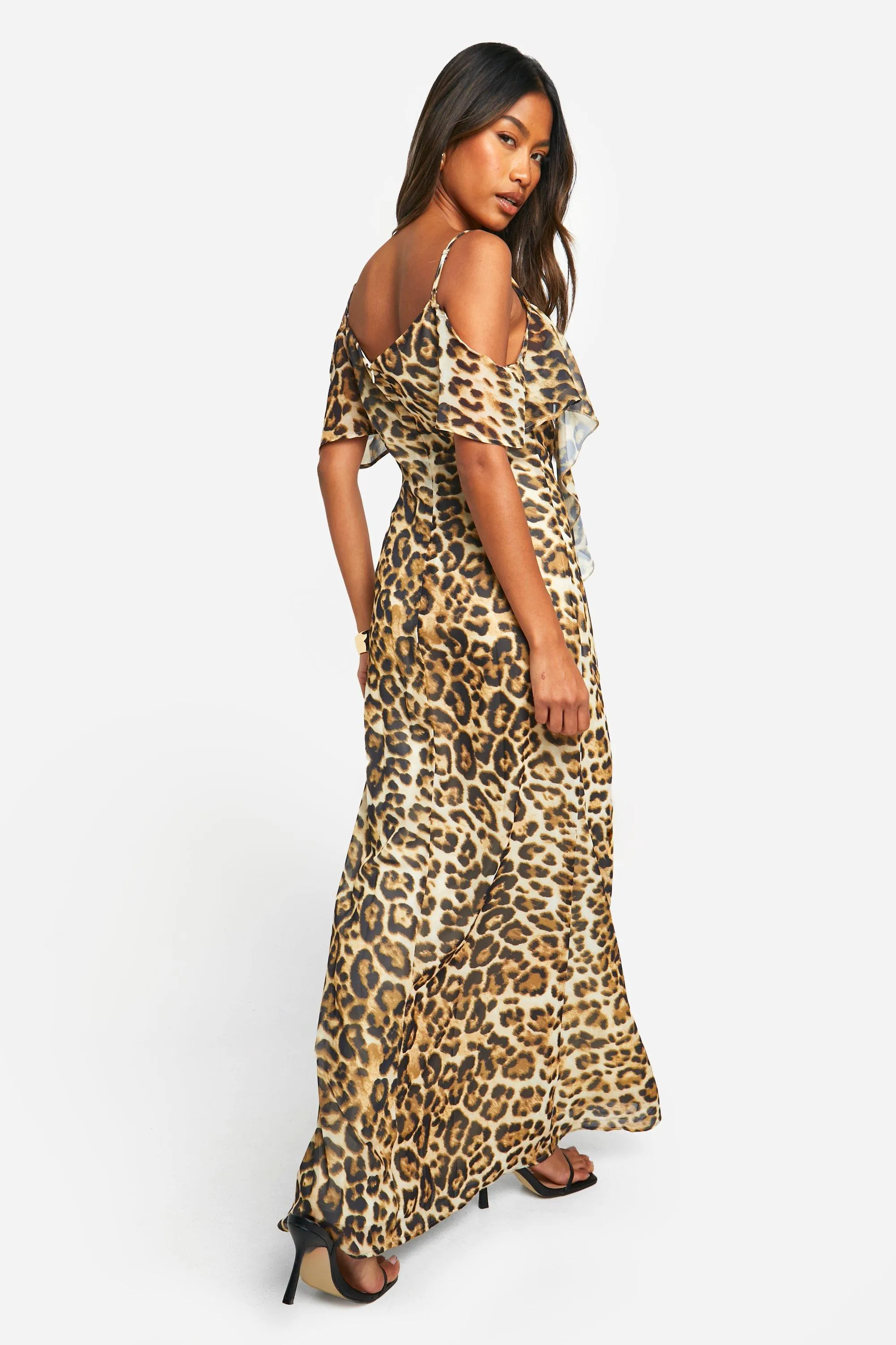 Leopard Ruffle Chiffon Maxi Dress 2 Leopard Ruffle Chiffon Maxi Dress