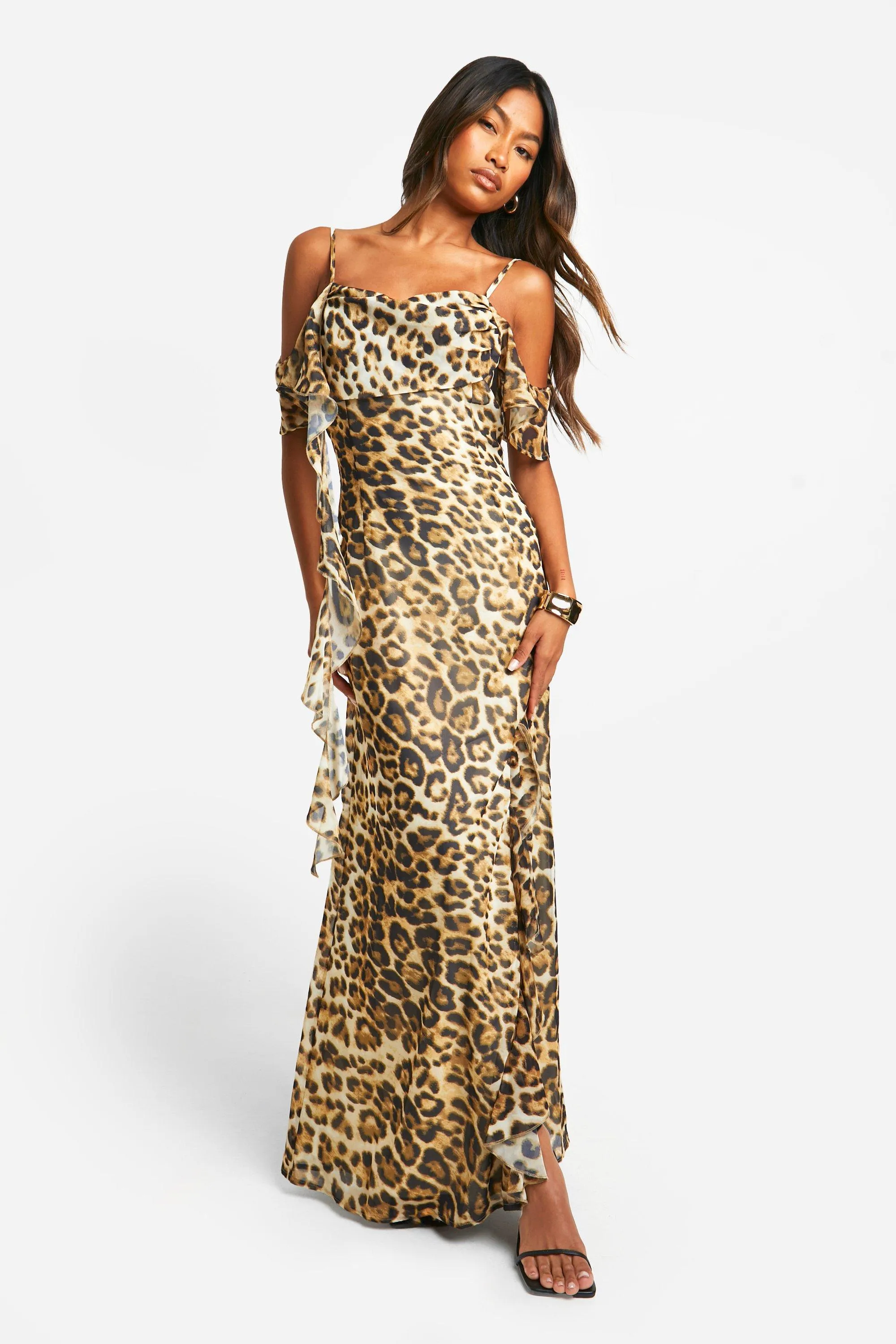 Leopard Ruffle Chiffon Maxi Dress 3 Leopard Ruffle Chiffon Maxi Dress