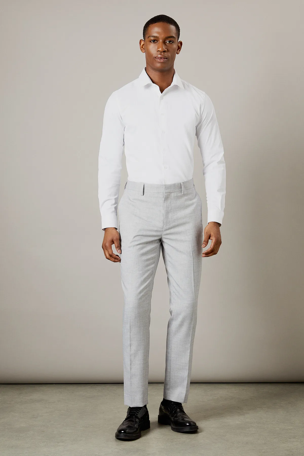 Light Grey Heathered Slim Fit Suit Trousers
