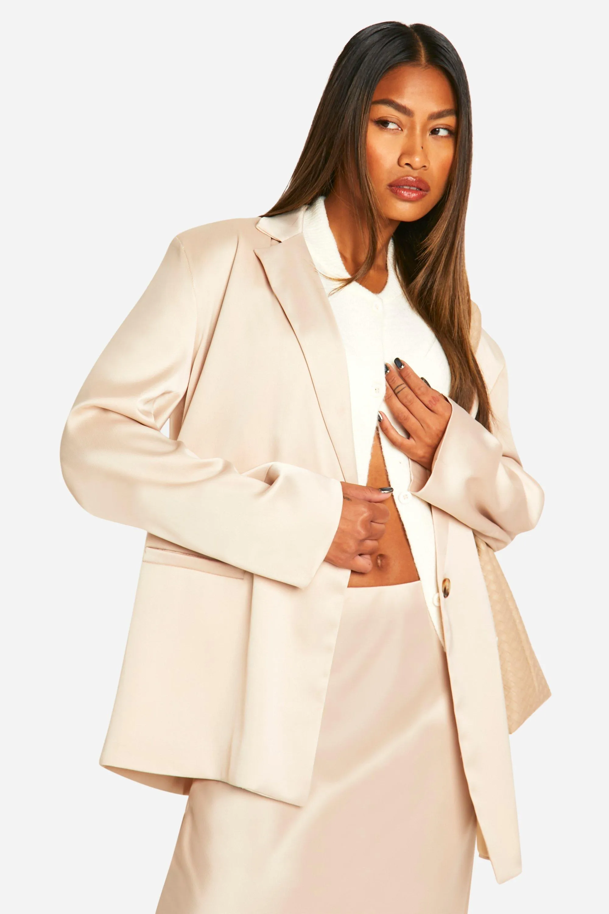 Fluid Premium Satin Oversized Blazer 1 Fluid Premium Satin Oversized Blazer