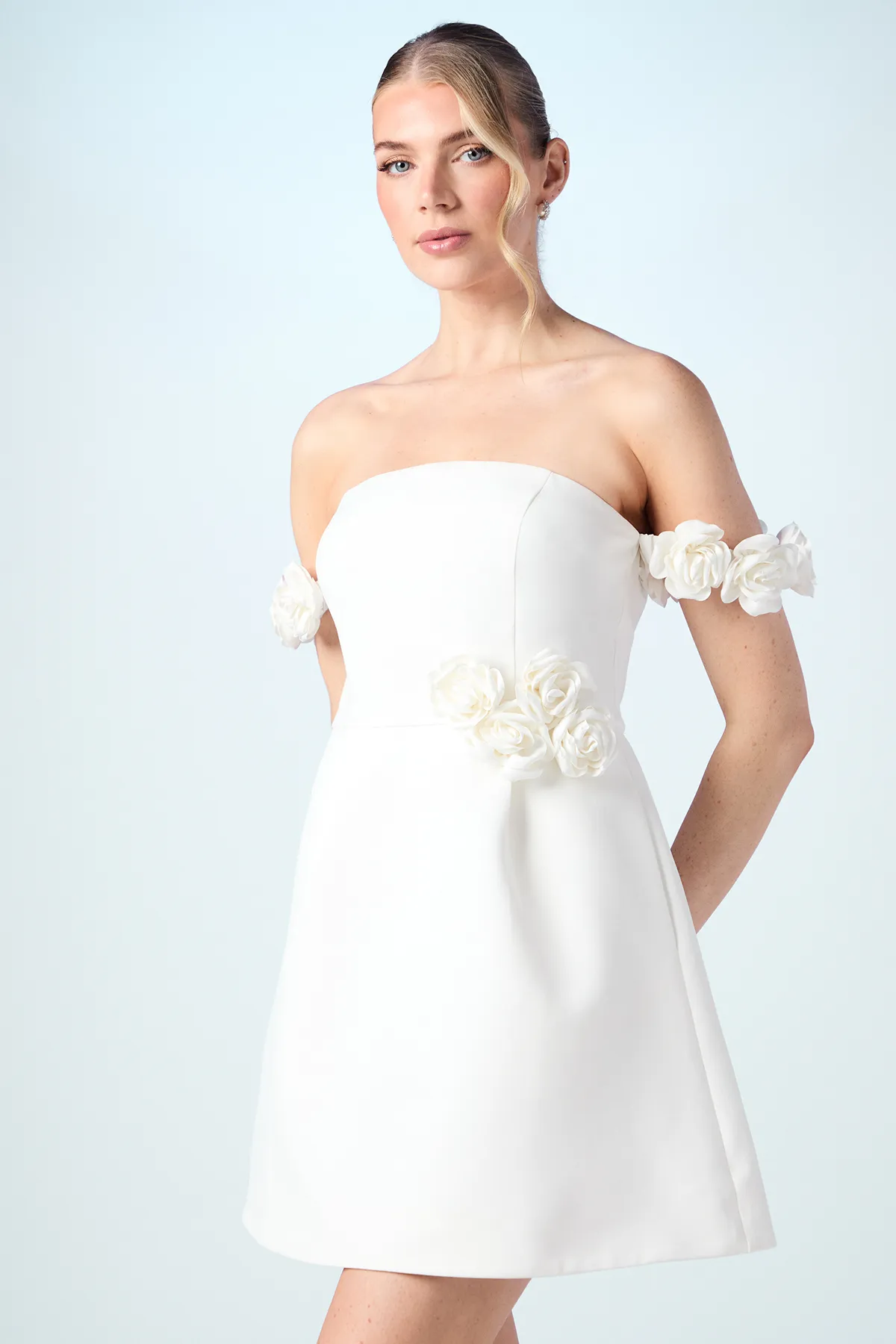 Corsage Bandeau Bridal Mini Dress