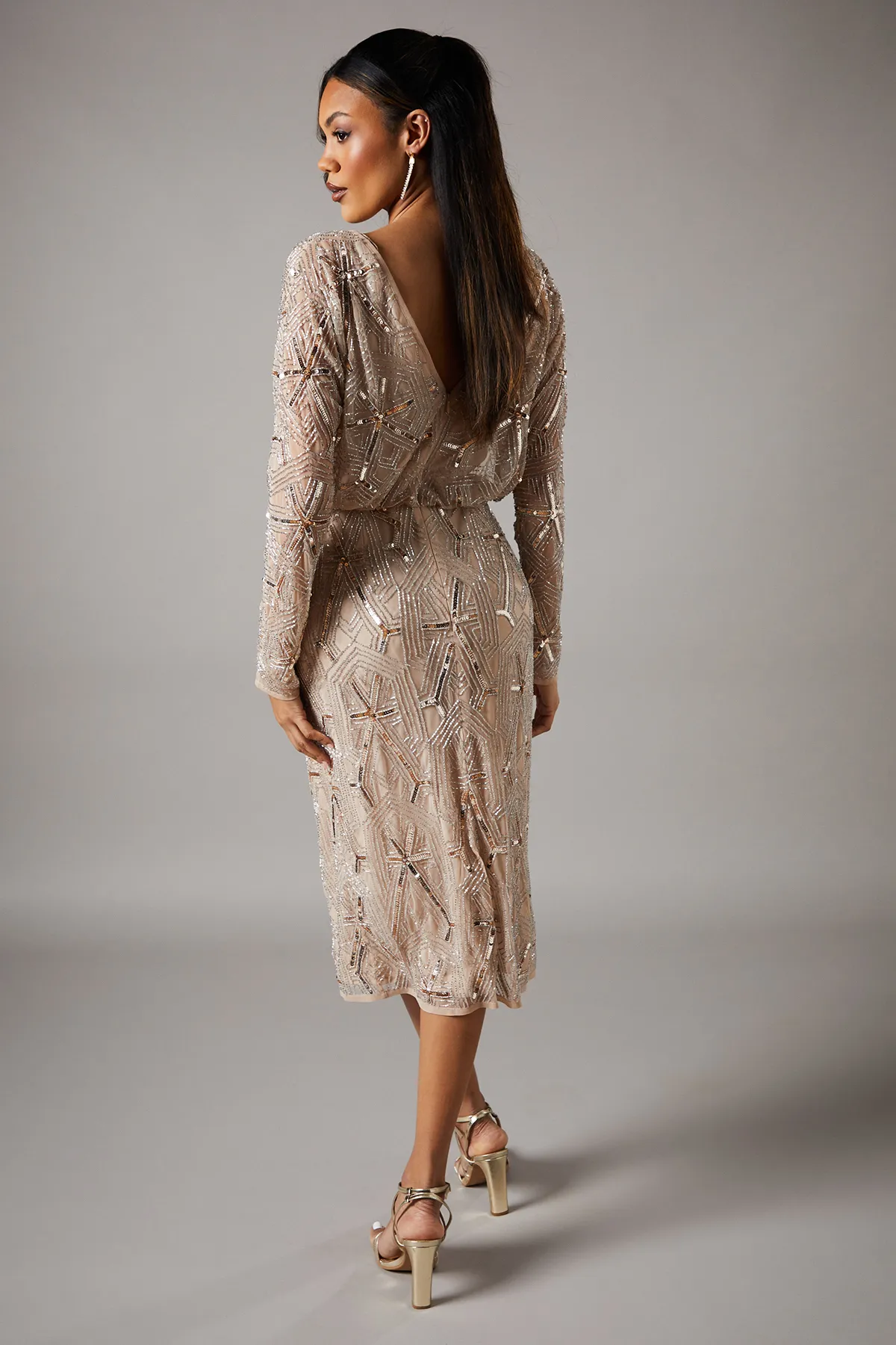 Party Sequin Long Sleeve Midi Dress 4 Party Sequin Long Sleeve Midi Dress
