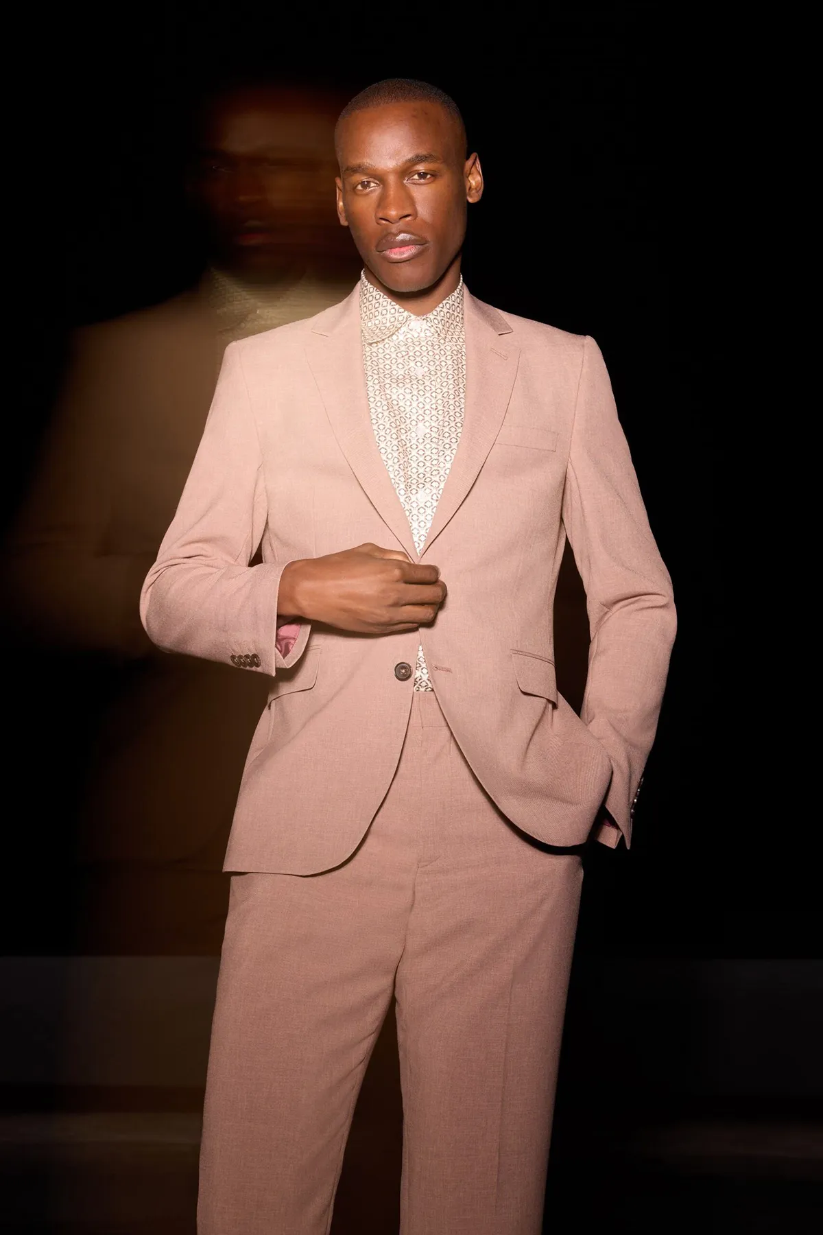 Dusty Rose Textured Slim Fit Suit Jacket
