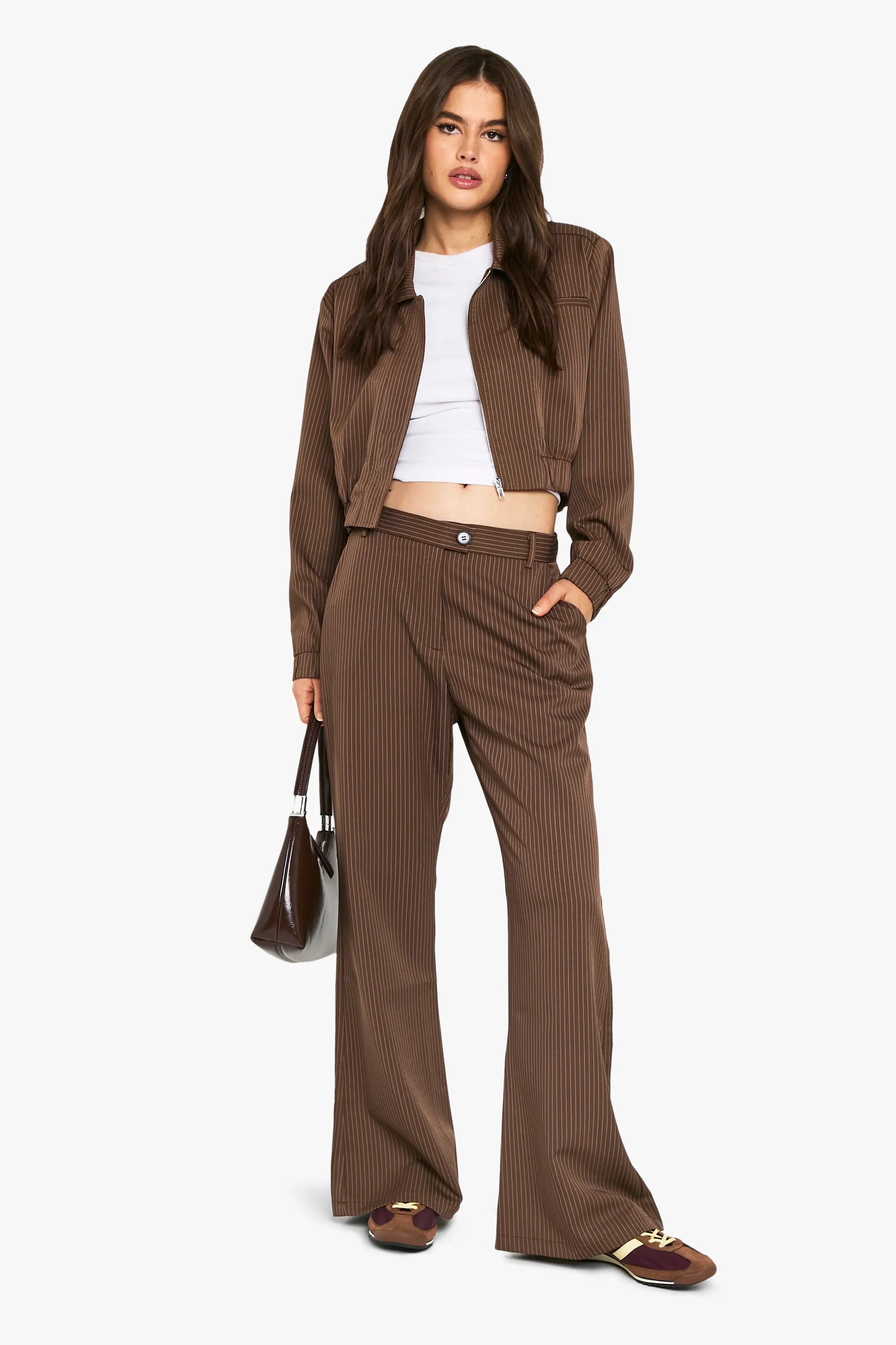 Pinstripe Slim Flare Tailored Trouser 1 Pinstripe Slim Flare Tailored Trouser